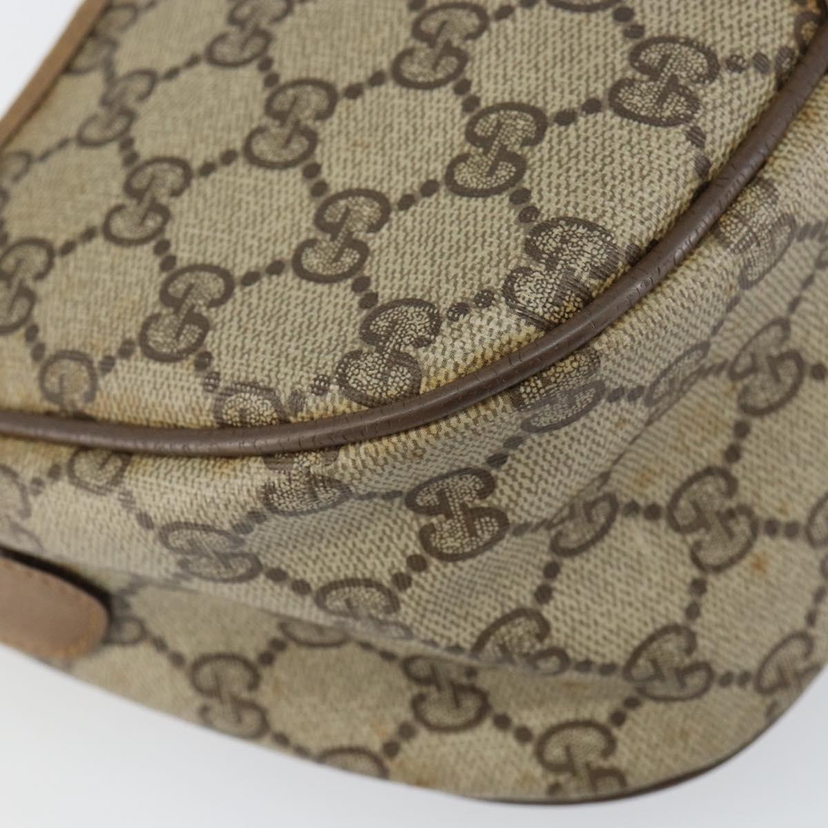 GUCCI GG Canvas Web Sherry Line Shoulder Bag PVC Leather Beige Red Auth 146143