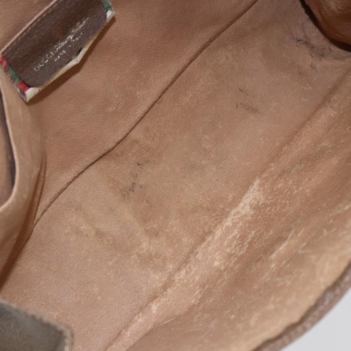 GUCCI GG Supreme Web Sherry Line Clutch Bag PVC Leather Beige Red Auth 146147