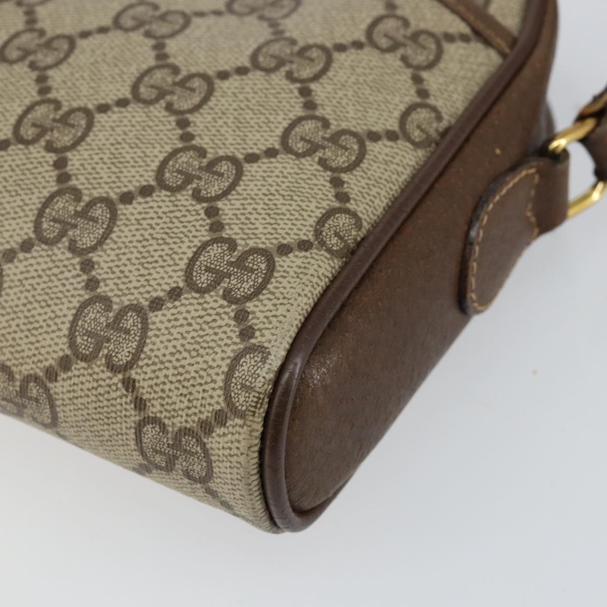 GUCCI GG Canvas Web Sherry Line Shoulder Bag PVC Leather Beige Red Auth 146150
