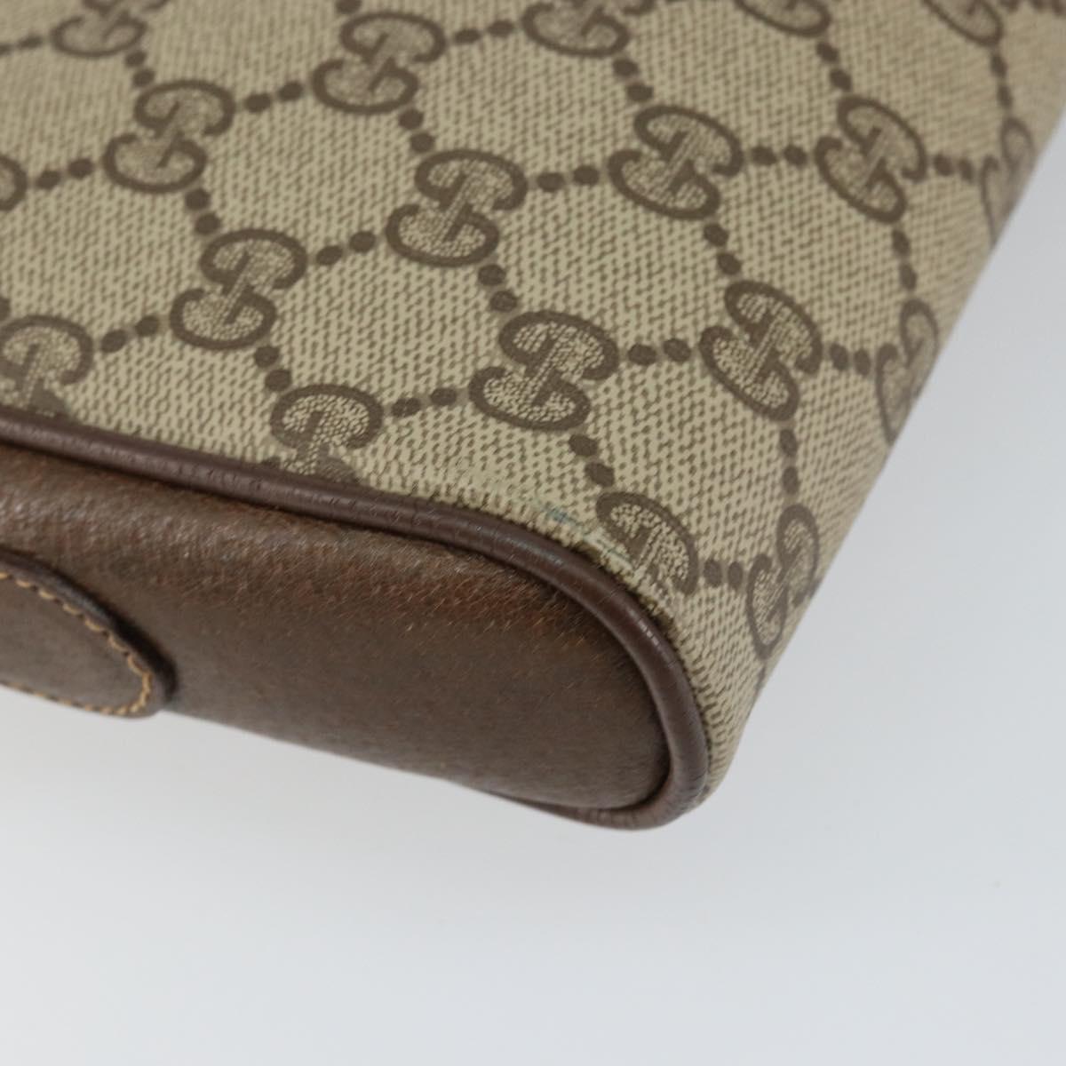 GUCCI GG Canvas Web Sherry Line Shoulder Bag PVC Leather Beige Red Auth 146150