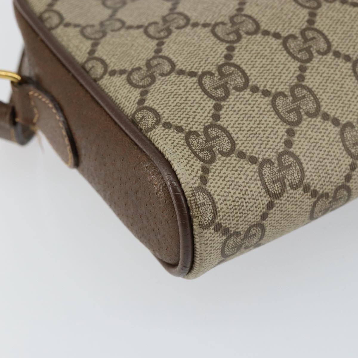 GUCCI GG Canvas Web Sherry Line Shoulder Bag PVC Leather Beige Red Auth 146150
