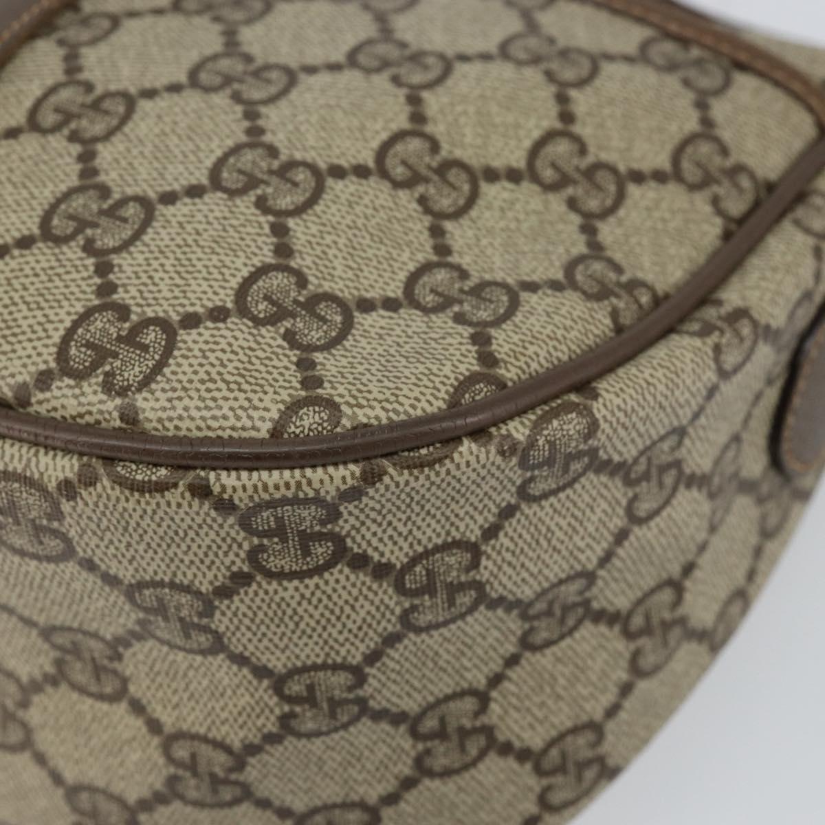 GUCCI GG Canvas Web Sherry Line Shoulder Bag PVC Leather Beige Red Auth 146151