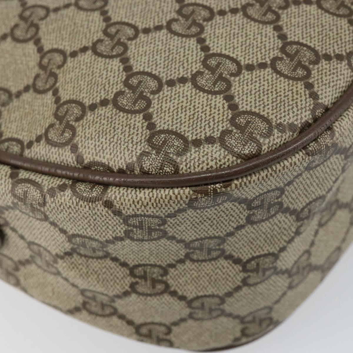 GUCCI GG Canvas Web Sherry Line Shoulder Bag PVC Leather Beige Red Auth 146151