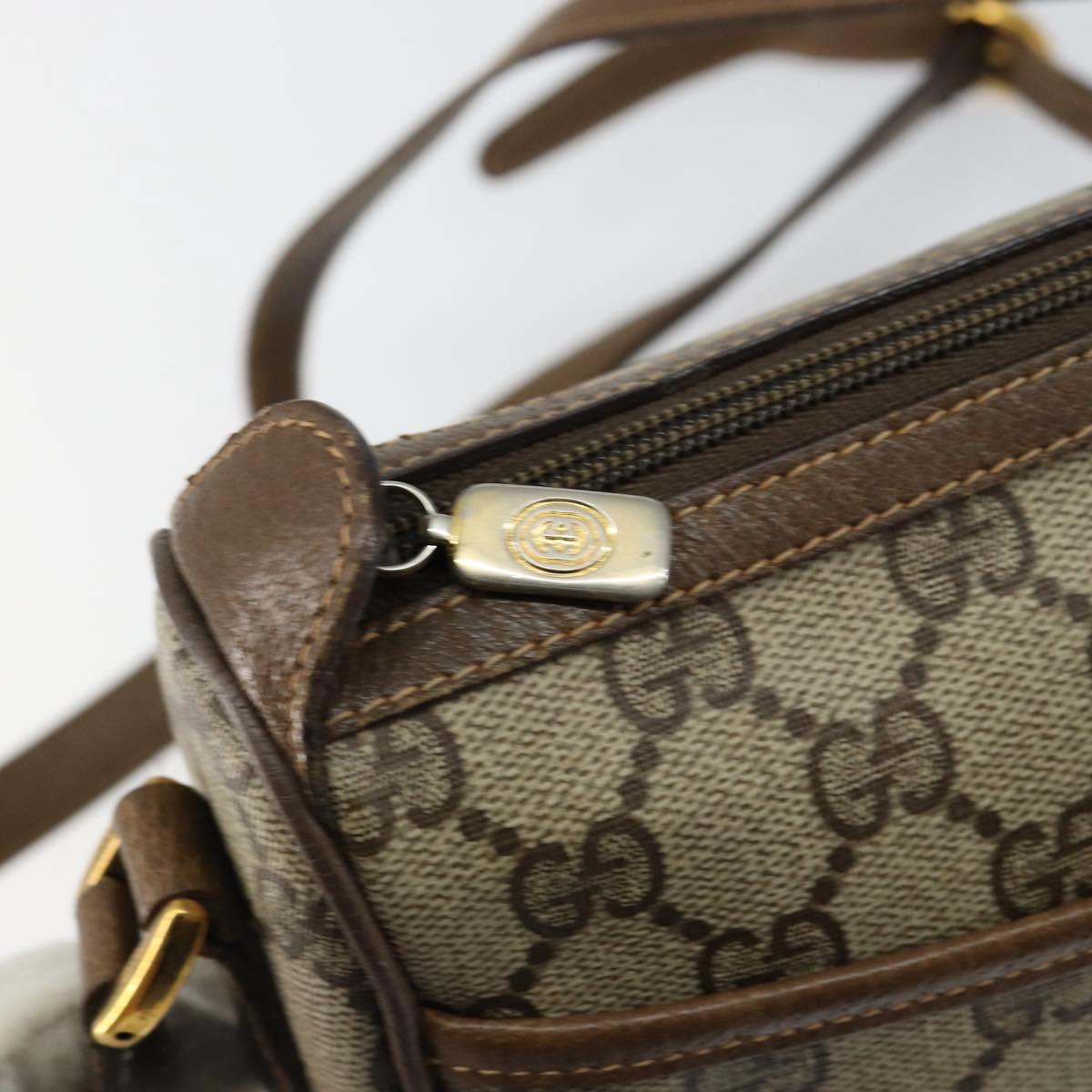 GUCCI GG Canvas Web Sherry Line Shoulder Bag PVC Leather Beige Red Auth 146151