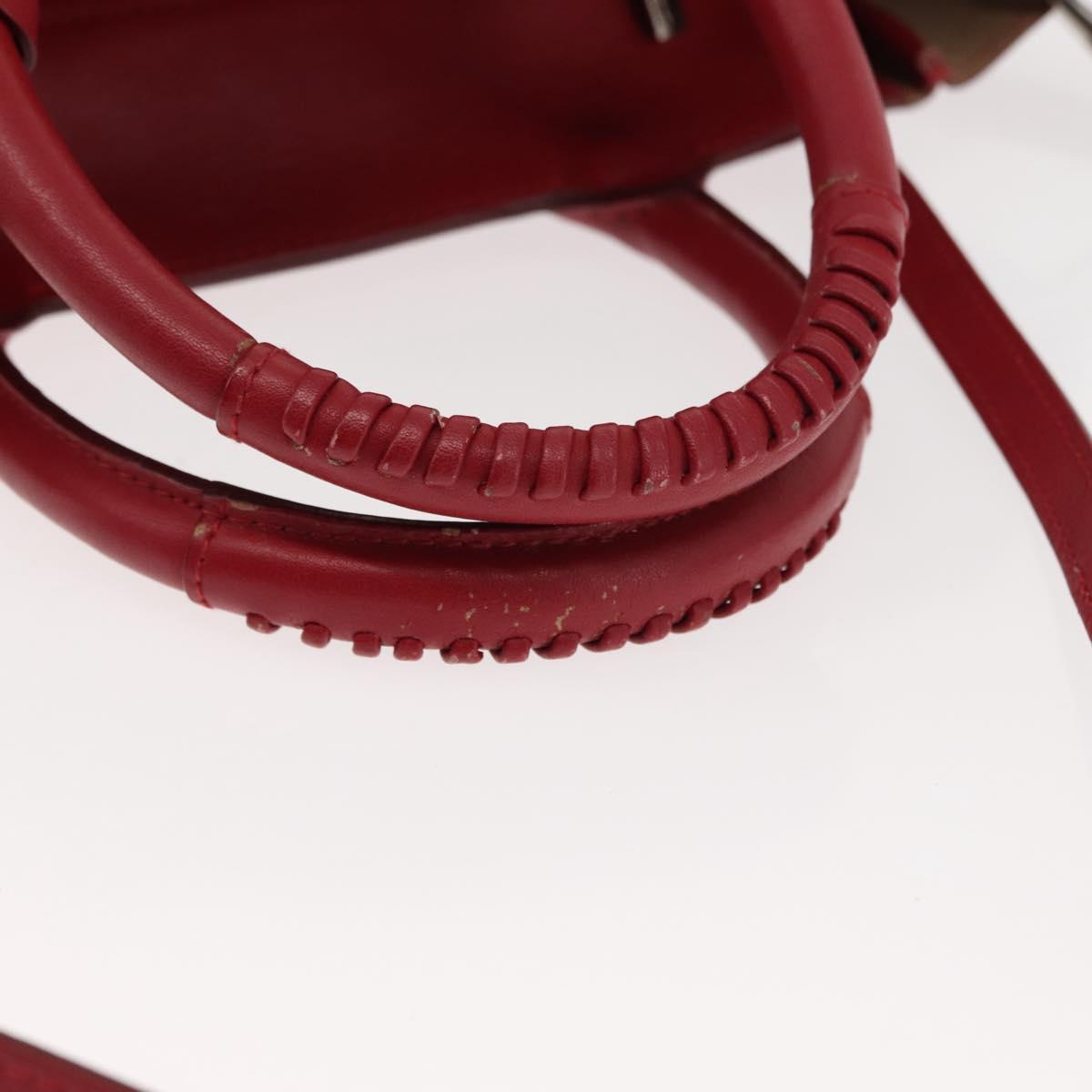Salvatore Ferragamo Hand Bag Leather 2way Red Auth 146154