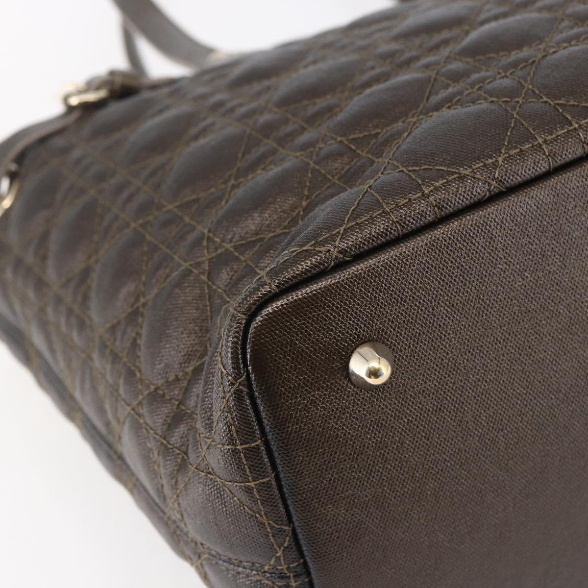 Christian Dior Canage Panarea Tote Bag Coated Canvas Bronze Gold Auth 146155