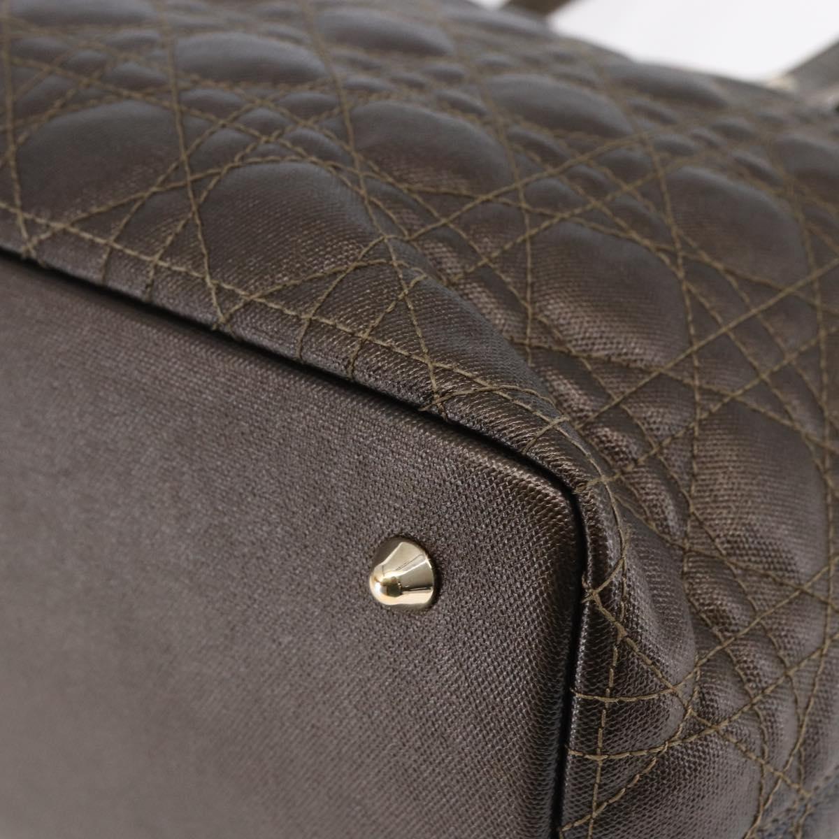 Christian Dior Canage Panarea Tote Bag Coated Canvas Bronze Gold Auth 146155
