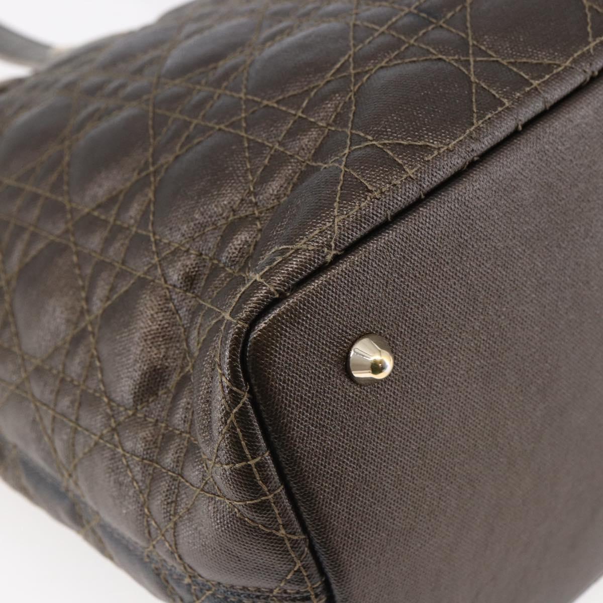 Christian Dior Canage Panarea Tote Bag Coated Canvas Bronze Gold Auth 146155