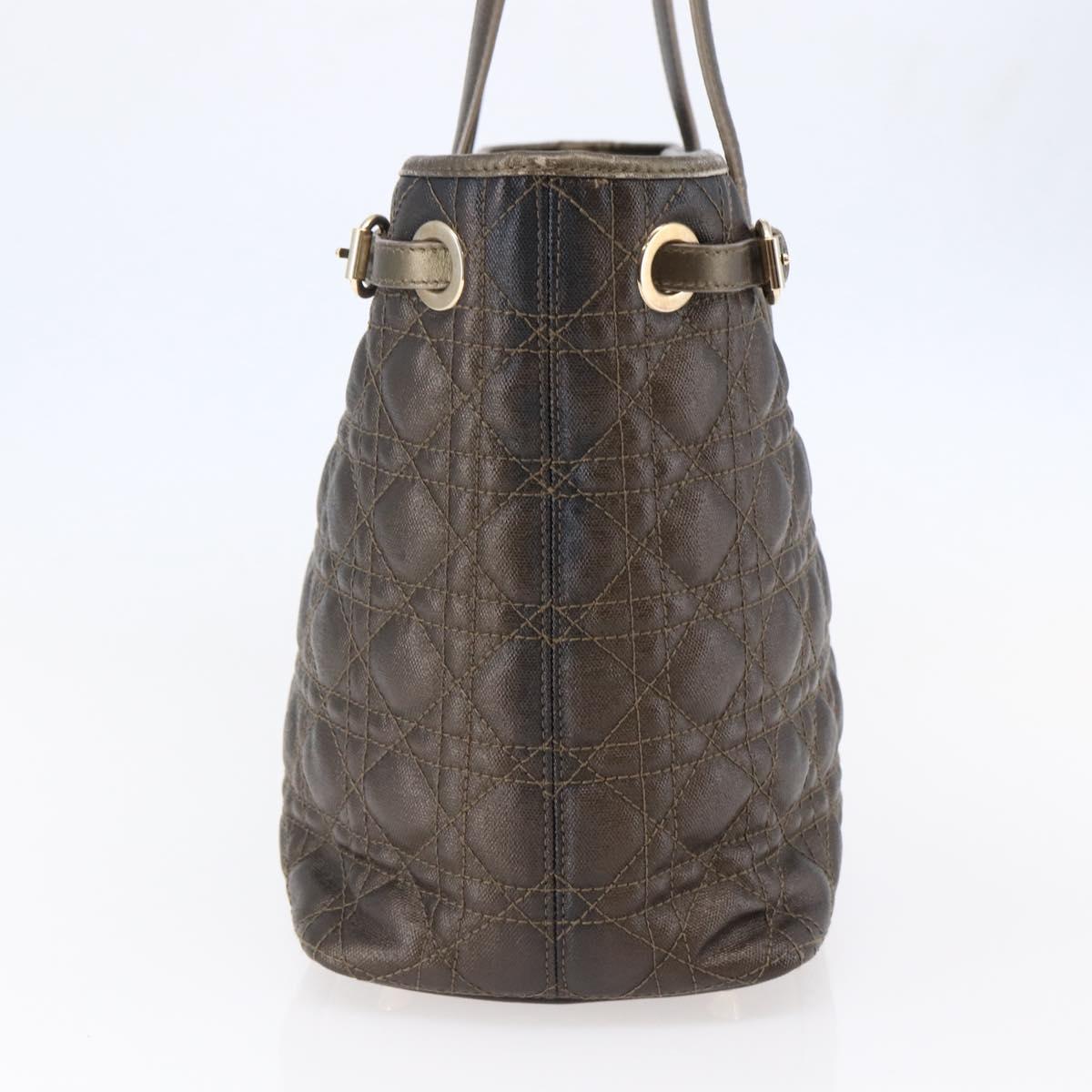 Christian Dior Canage Panarea Tote Bag Coated Canvas Bronze Gold Auth 146155