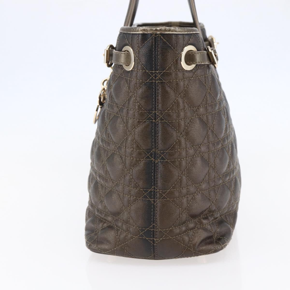Christian Dior Canage Panarea Tote Bag Coated Canvas Bronze Gold Auth 146155