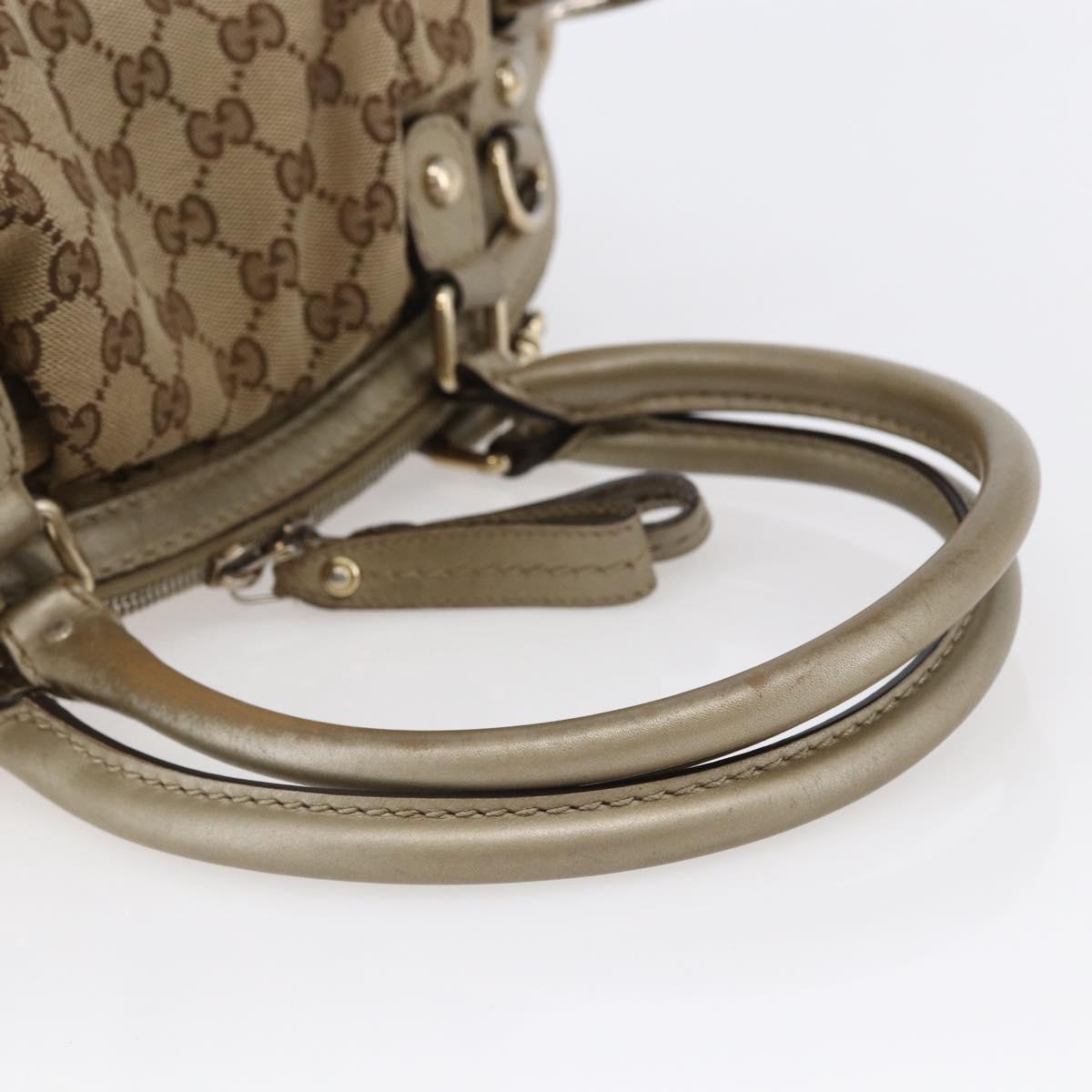 GUCCI GG Canvas Hand Bag 2way Beige Gold Auth 146157