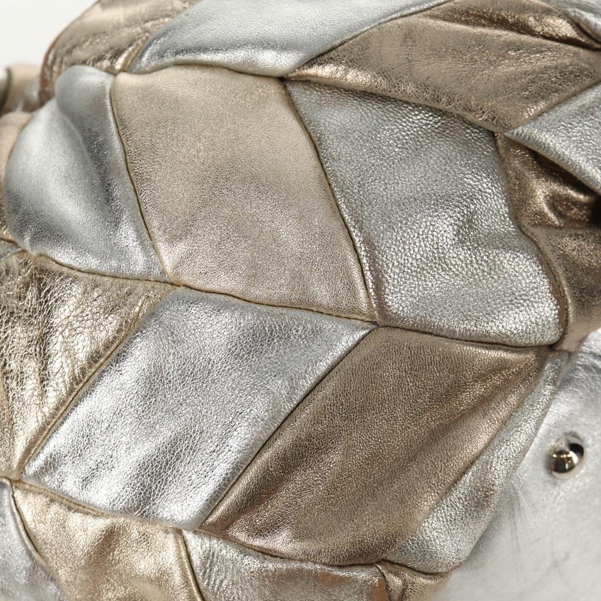 Miu Miu Hand Bag Leather 2way Champagne Gold Silver Auth 146159