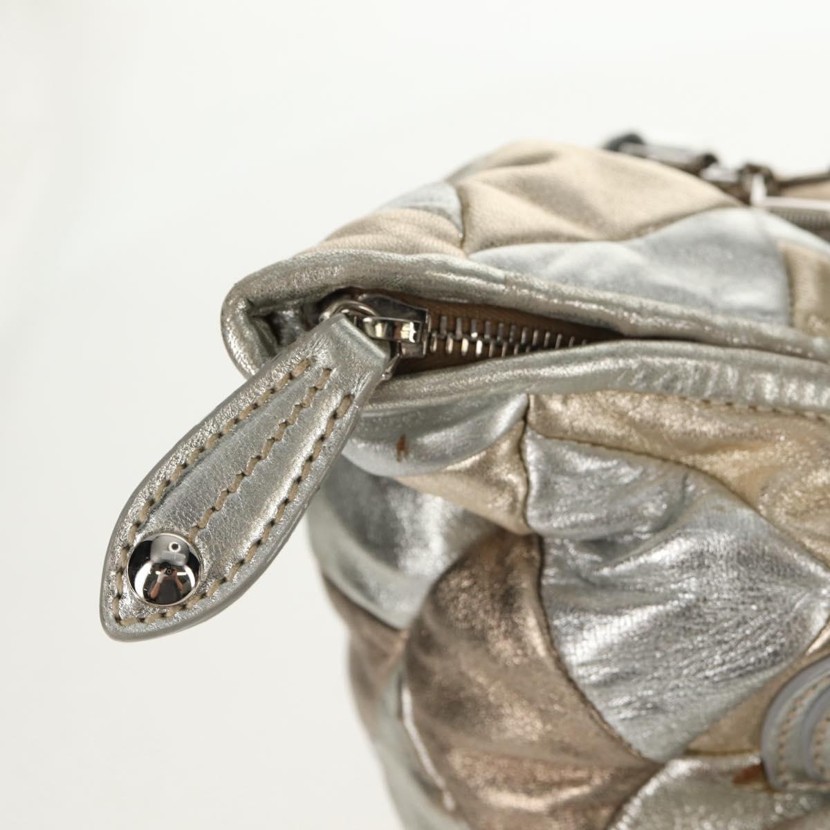 Miu Miu Hand Bag Leather 2way Champagne Gold Silver Auth 146159