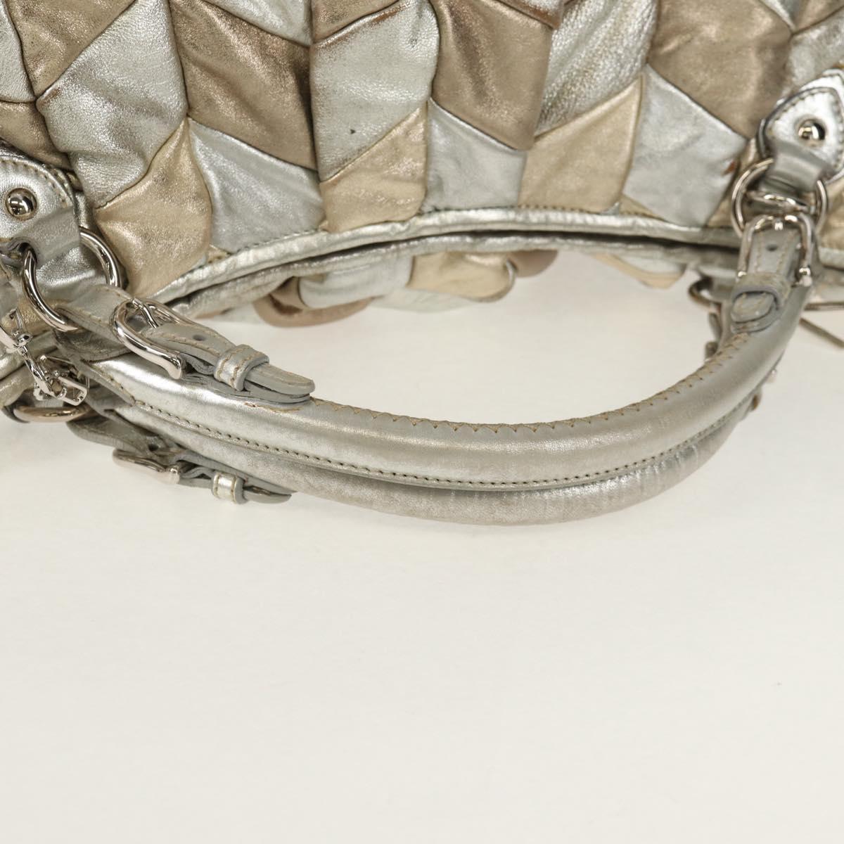 Miu Miu Hand Bag Leather 2way Champagne Gold Silver Auth 146159