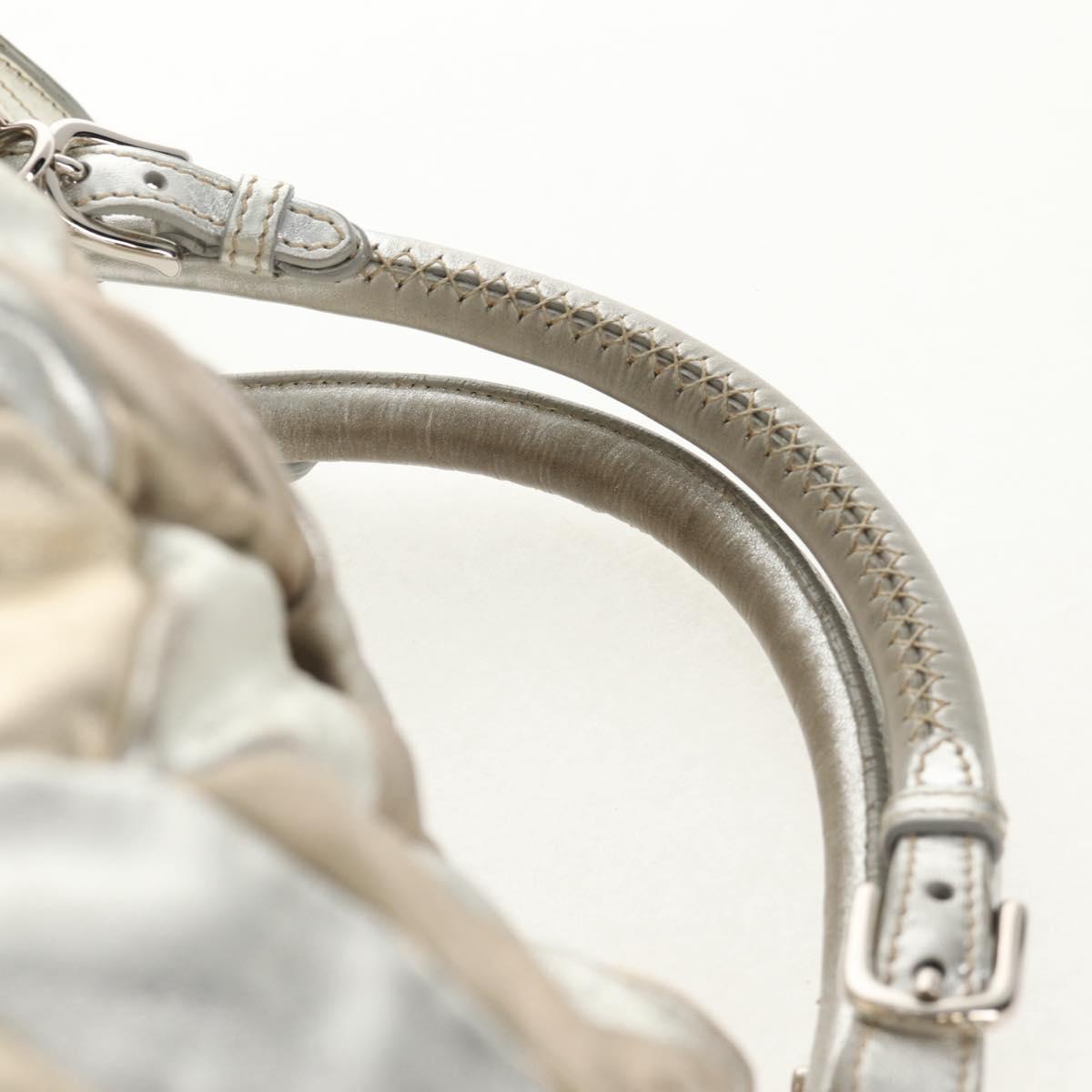 Miu Miu Hand Bag Leather 2way Champagne Gold Silver Auth 146159