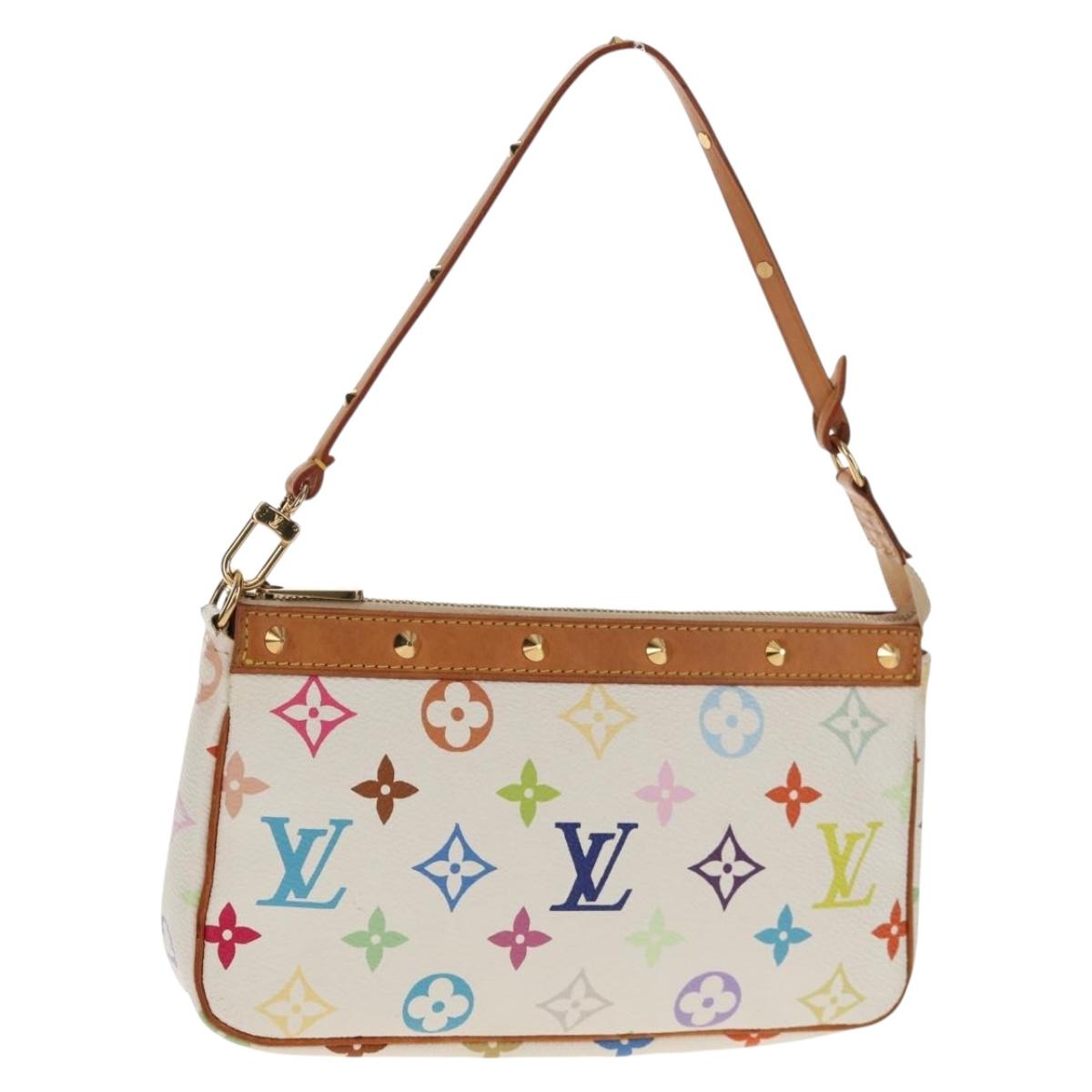 LOUIS VUITTON Multicolor Pochette Accessoires Pouch White M92649 LV Auth 146161A