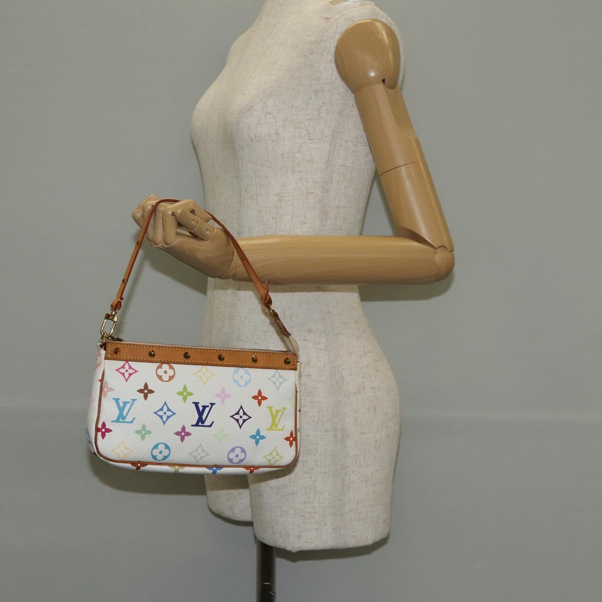LOUIS VUITTON Multicolor Pochette Accessoires Pouch White M92649 LV Auth 146161A