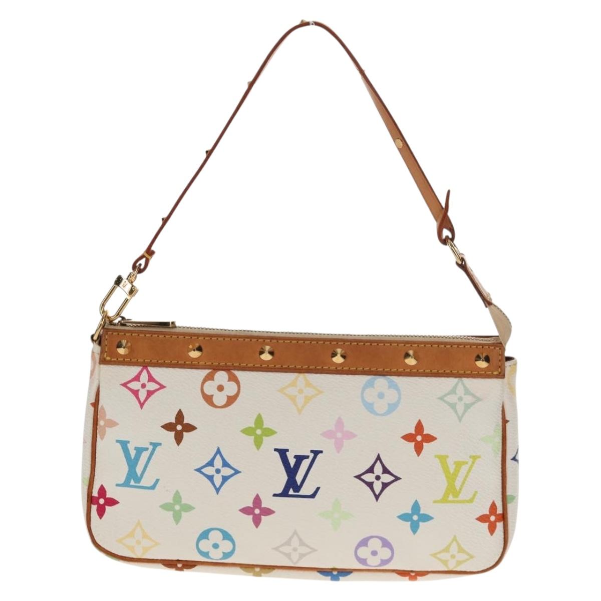 LOUIS VUITTON Multicolor Pochette Accessoires Pouch White M92649 LV Auth 146161A