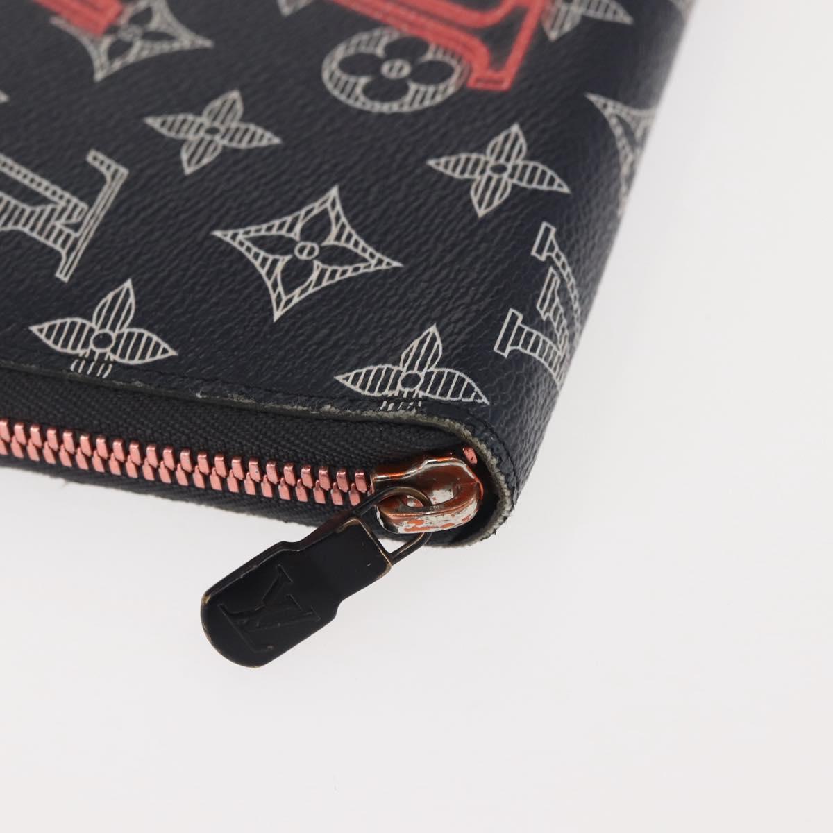 LOUIS VUITTON Ink Upside Down Zippy Organizer NM Wallet Navy M62931 Auth 146162