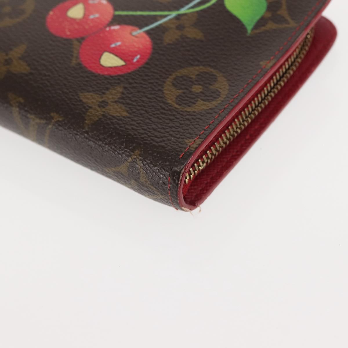 LOUIS VUITTON Monogram Cherry Porte Monnaie Zip Long Wallet M95006 Auth 146243