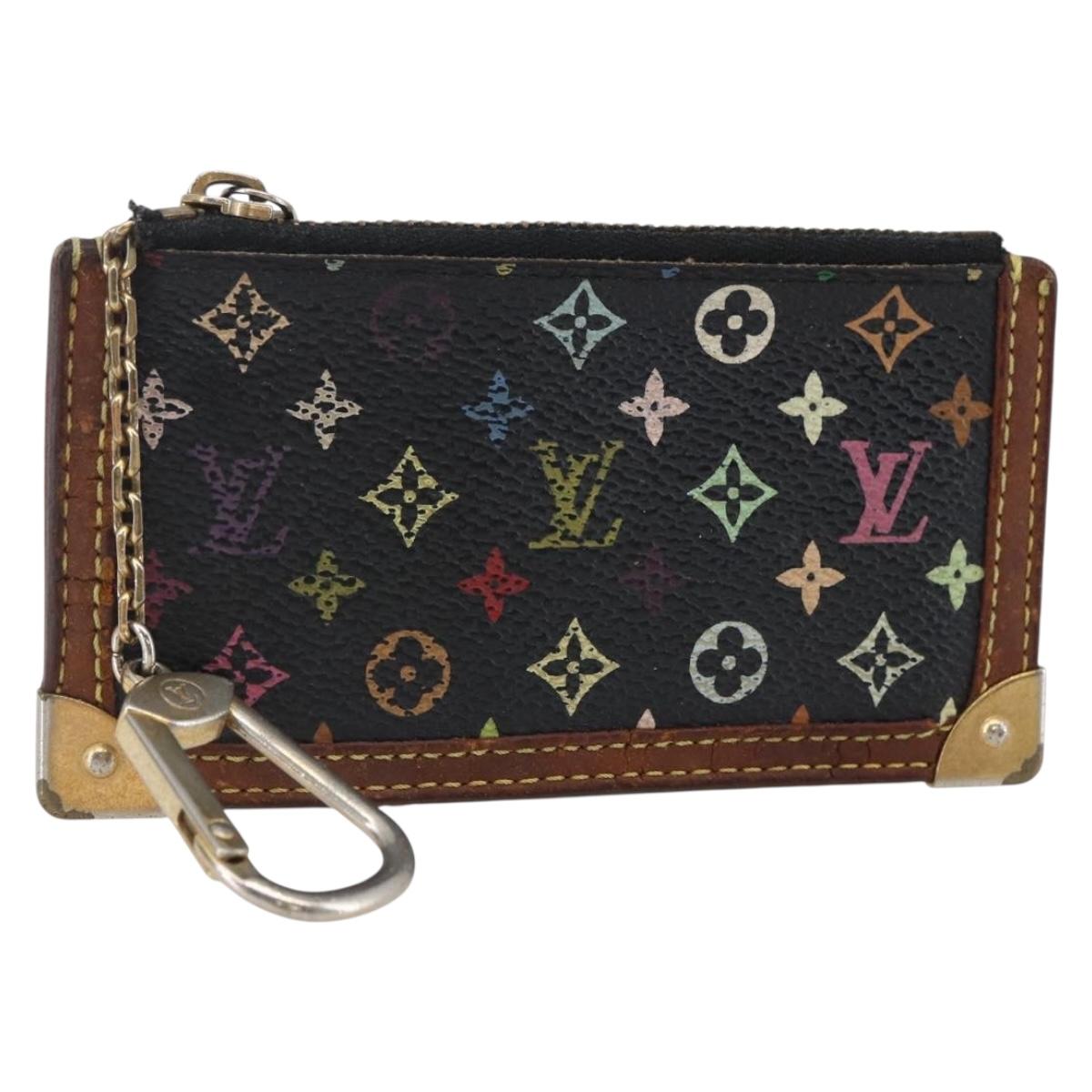LOUIS VUITTON Multicolor Pochette Cles Coin Purse Black M13664 LV Auth 146244
