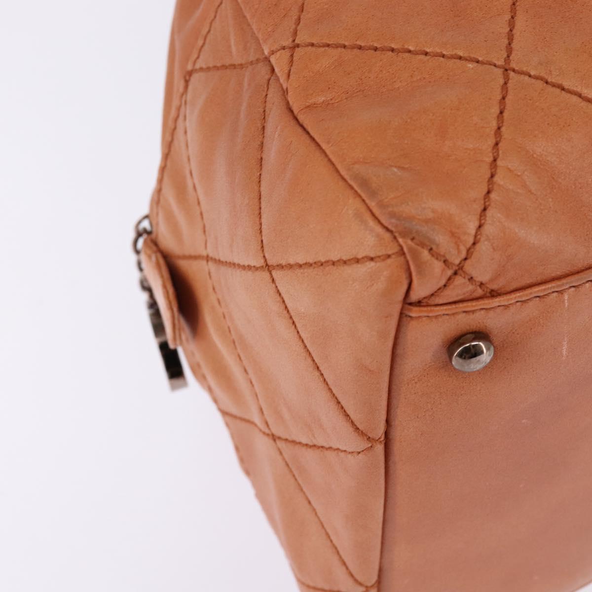 CHANEL Wild Stitch Matelasse Shoulder Bag Leather Brown CC Auth 146246