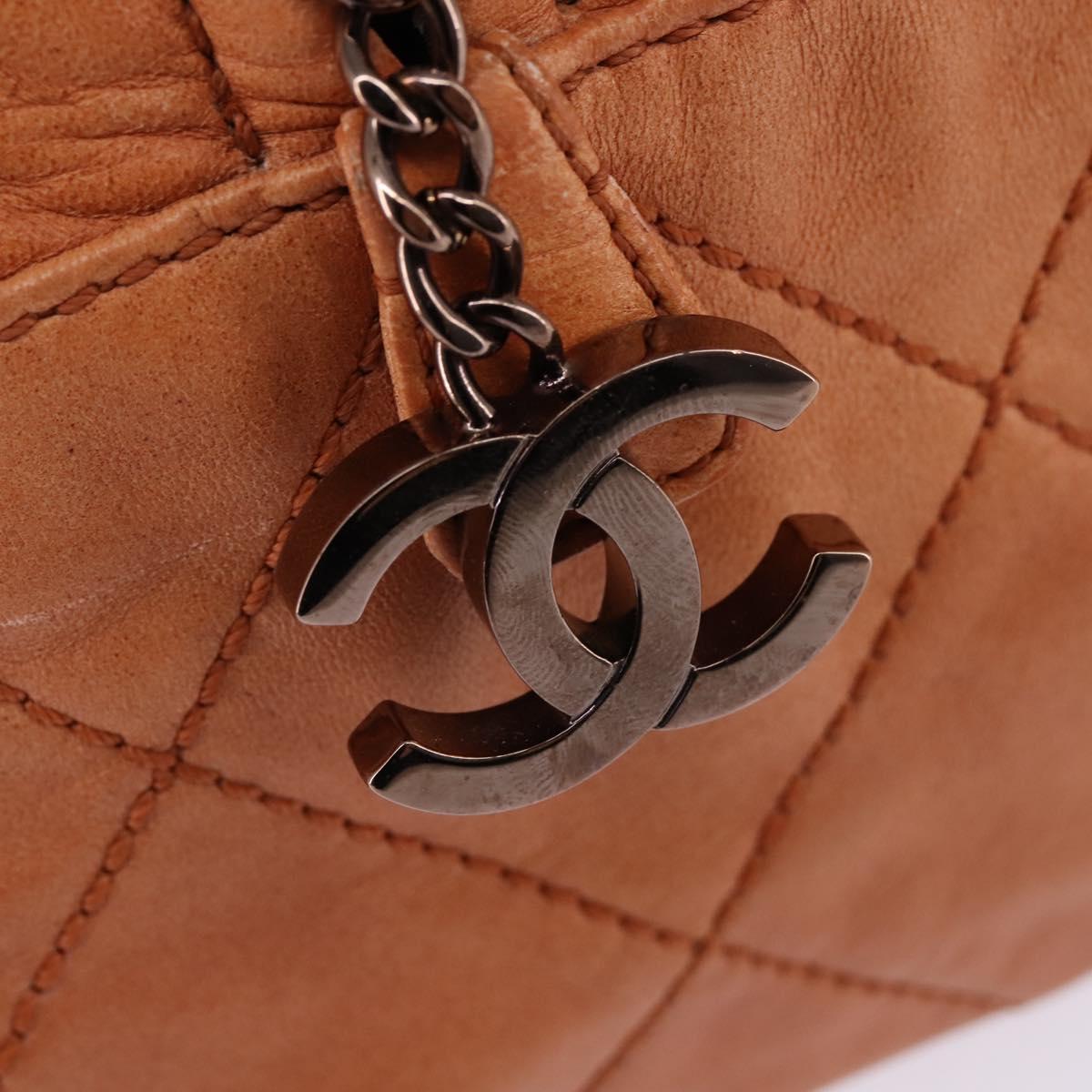 CHANEL Wild Stitch Matelasse Shoulder Bag Leather Brown CC Auth 146246