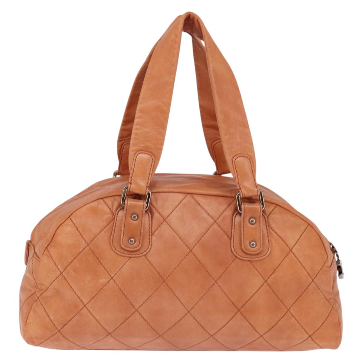 CHANEL Wild Stitch Matelasse Shoulder Bag Leather Brown CC Auth 146246