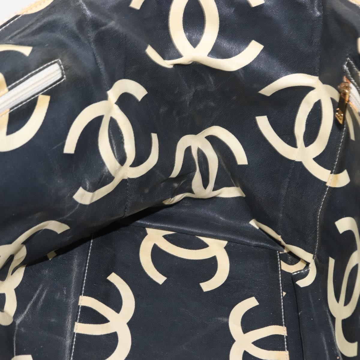 CHANEL Matelasse Tote Bag Straw White Gold CC Auth 146247