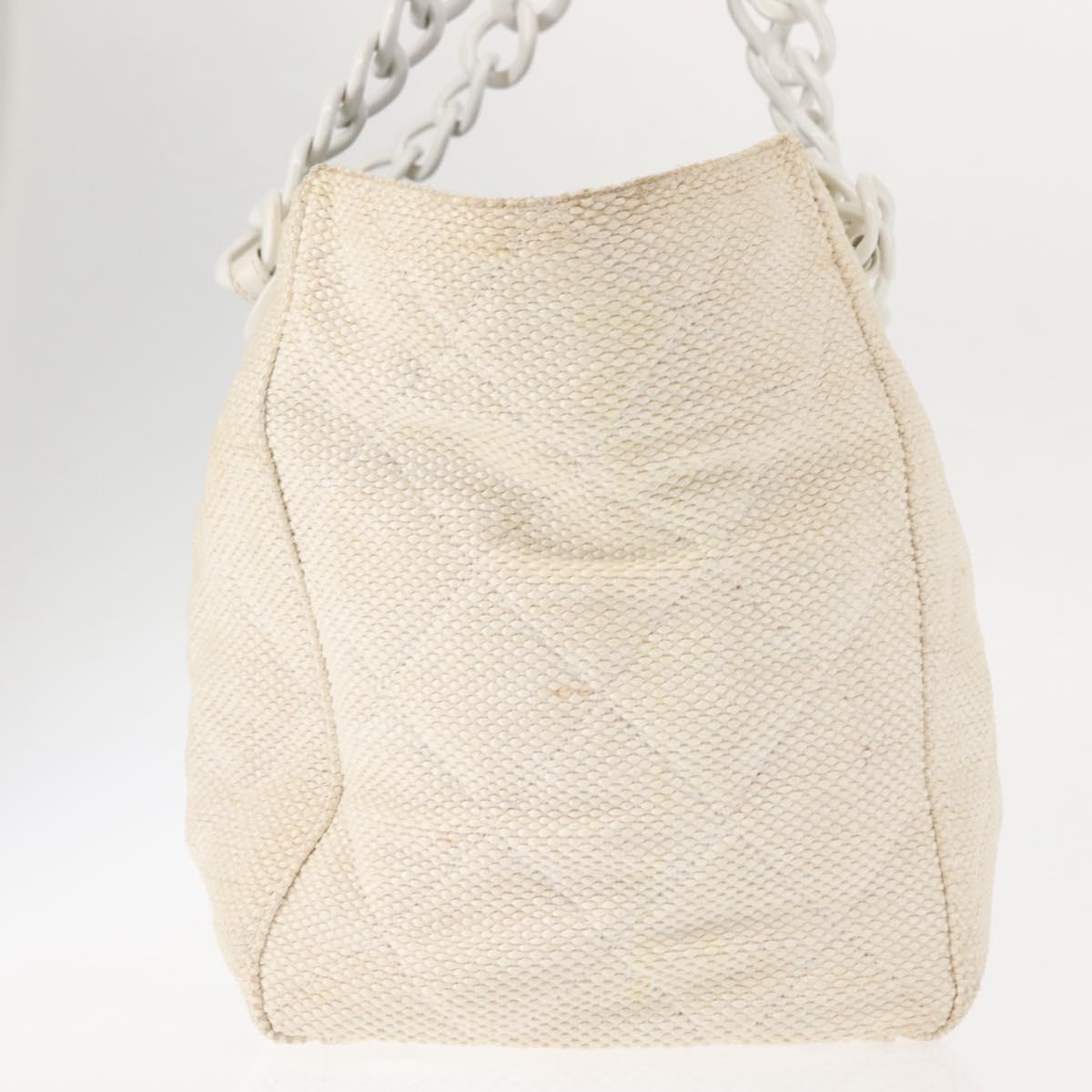 CHANEL Matelasse Tote Bag Straw White Gold CC Auth 146247