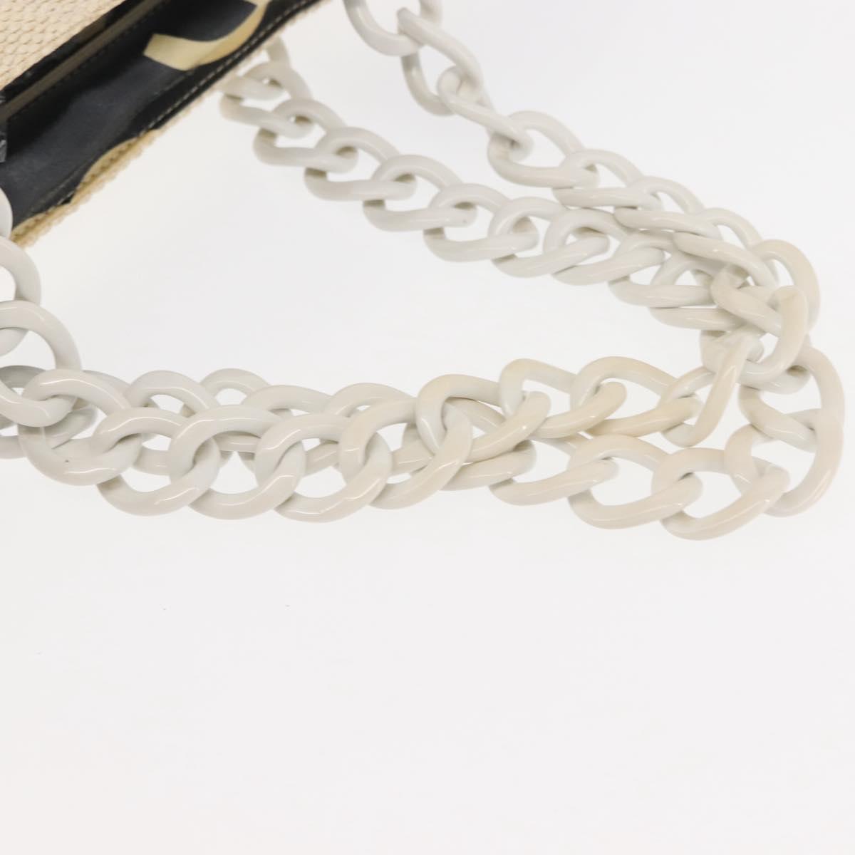 CHANEL Matelasse Tote Bag Straw White Gold CC Auth 146247