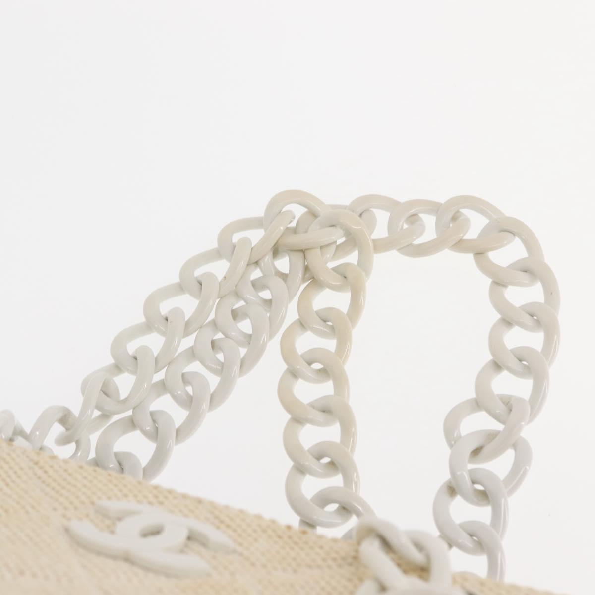 CHANEL Matelasse Tote Bag Straw White Gold CC Auth 146247