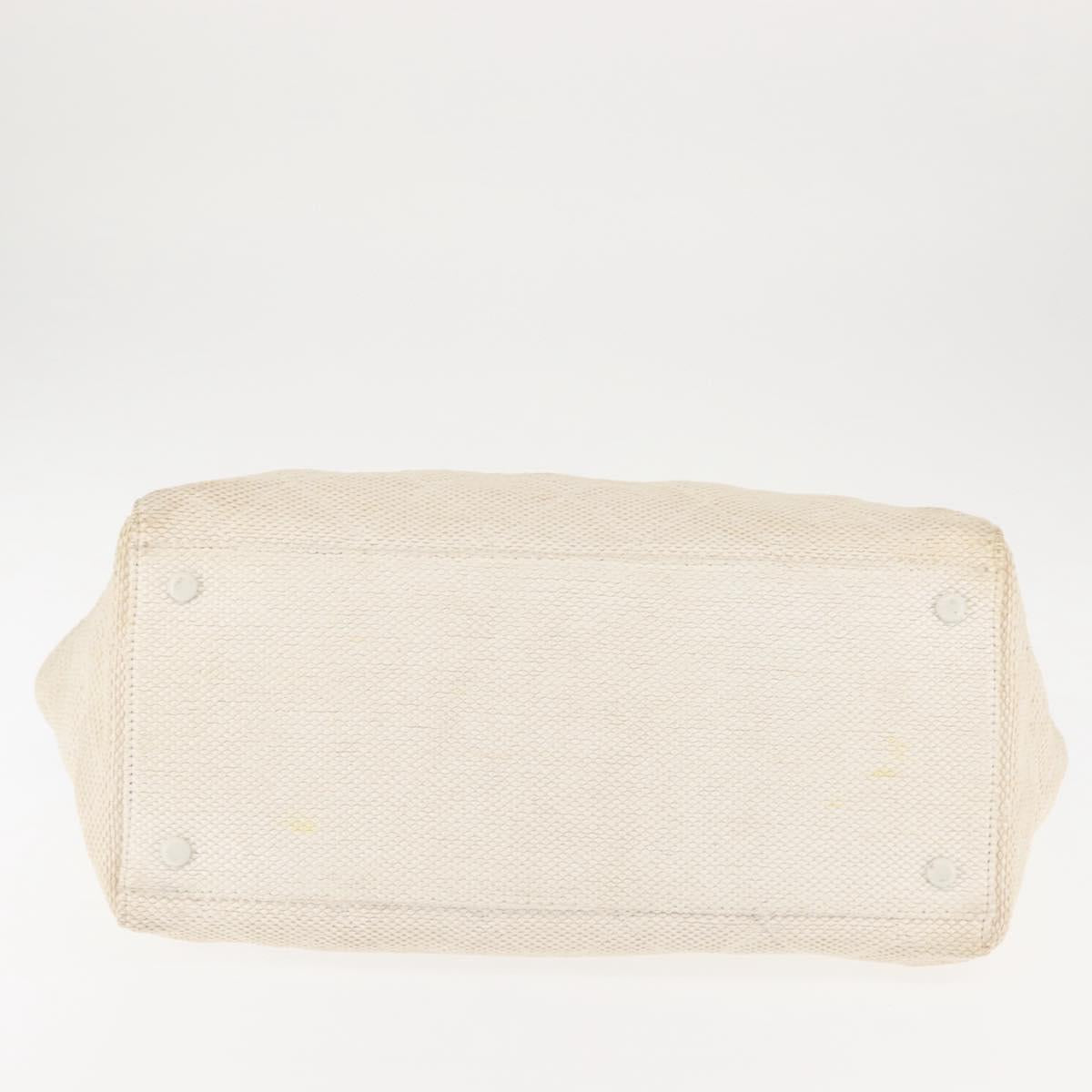 CHANEL Matelasse Tote Bag Straw White Gold CC Auth 146247