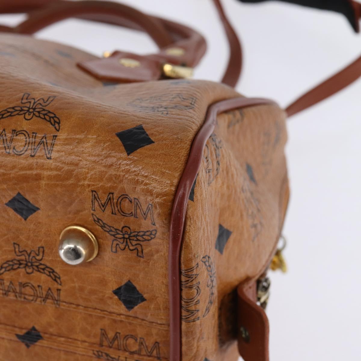 MCM Vicetos Logogram Hand Bag PVC 2way Brown Gold Auth 146250