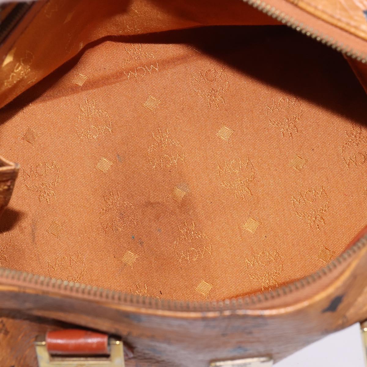 MCM Vicetos Logogram Hand Bag PVC 2way Brown Gold Auth 146250