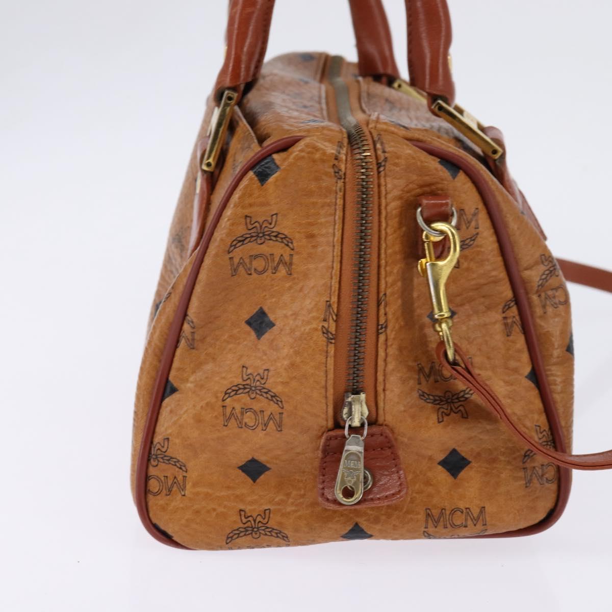 MCM Vicetos Logogram Hand Bag PVC 2way Brown Gold Auth 146250