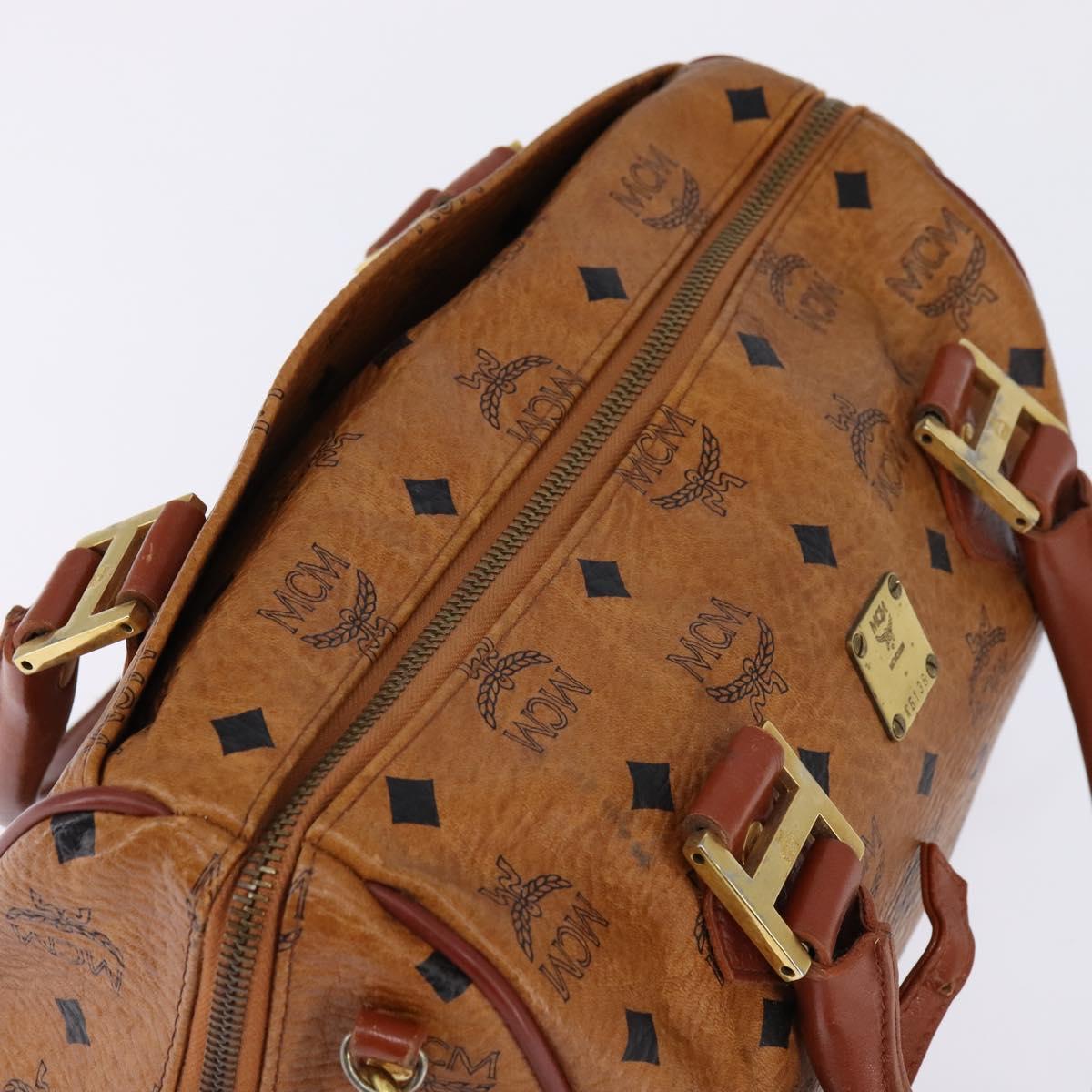 MCM Vicetos Logogram Hand Bag PVC 2way Brown Gold Auth 146250