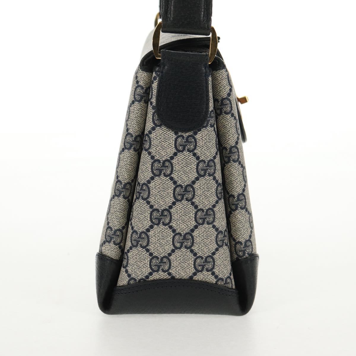 GUCCI GG Supreme Shoulder Bag PVC Navy Gold Auth 146256V