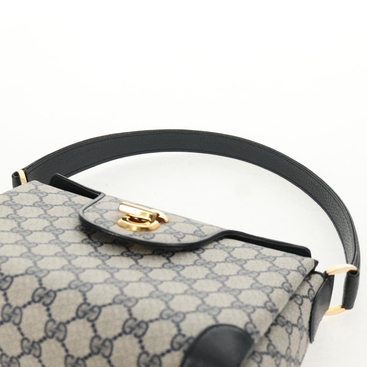 GUCCI GG Supreme Shoulder Bag PVC Navy Gold Auth 146256V
