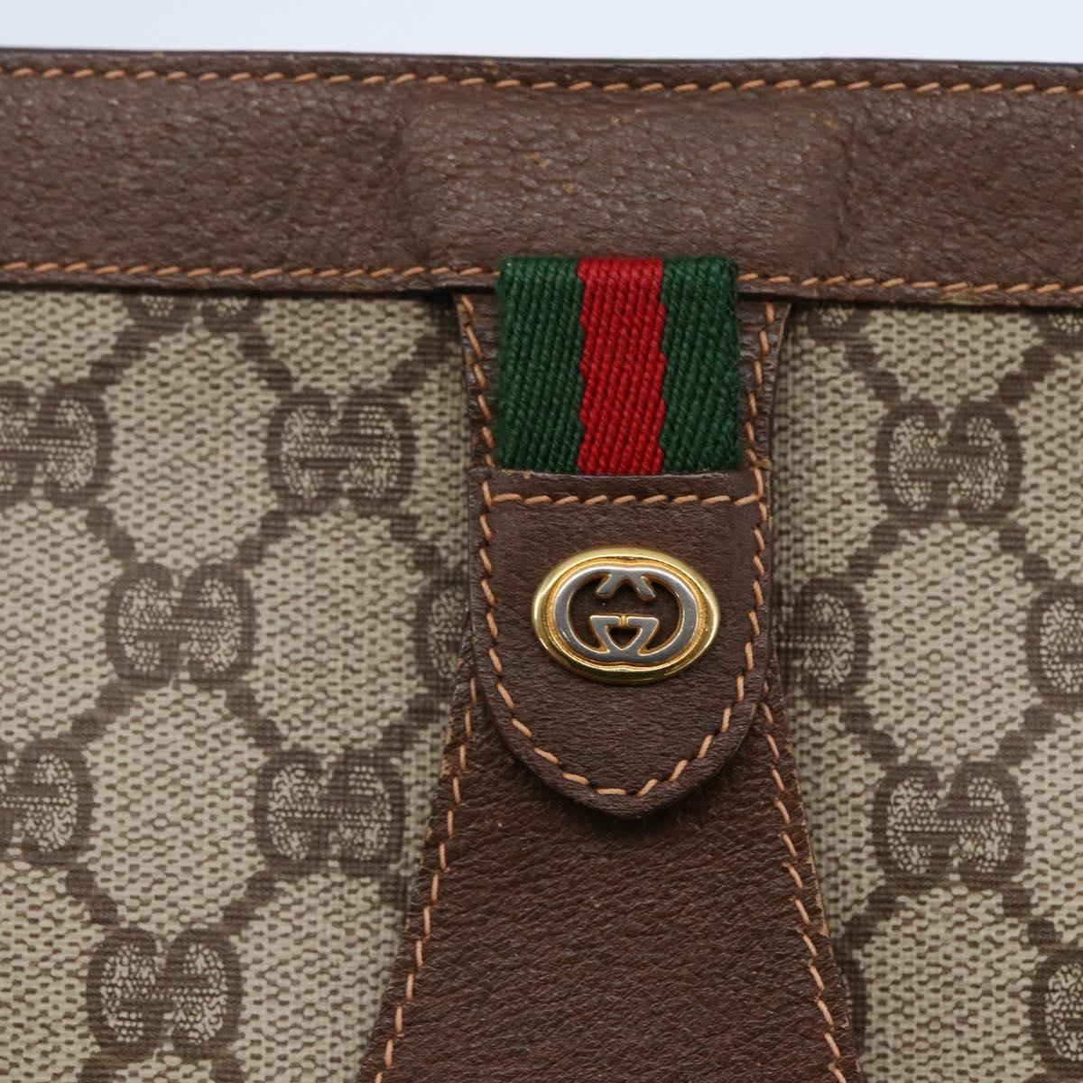 GUCCI GG Supreme Web Sherry Line Clutch Bag PVC Beige Red 156 01 033 Auth 146257