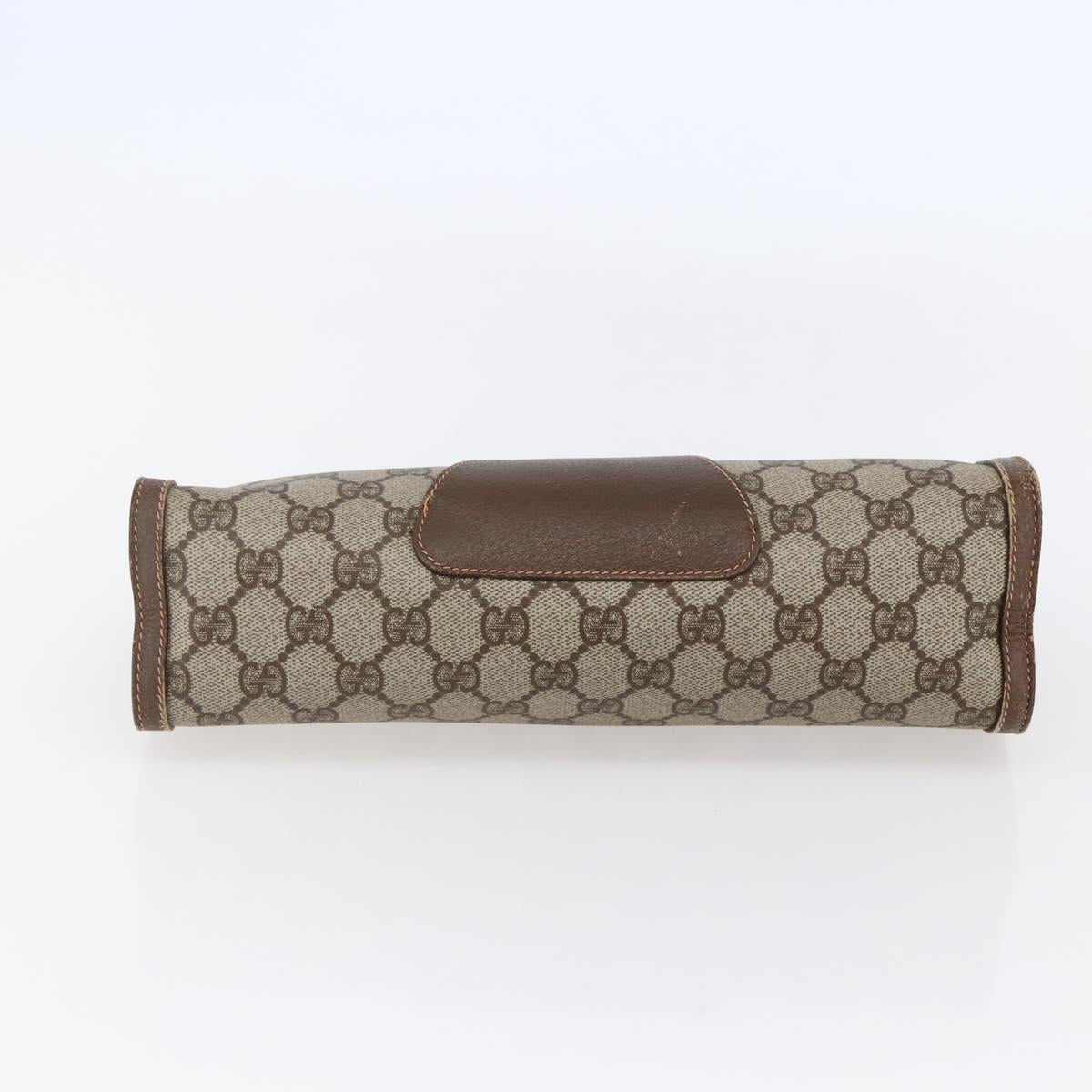 GUCCI GG Supreme Web Sherry Line Clutch Bag PVC Beige Red 156 01 033 Auth 146257
