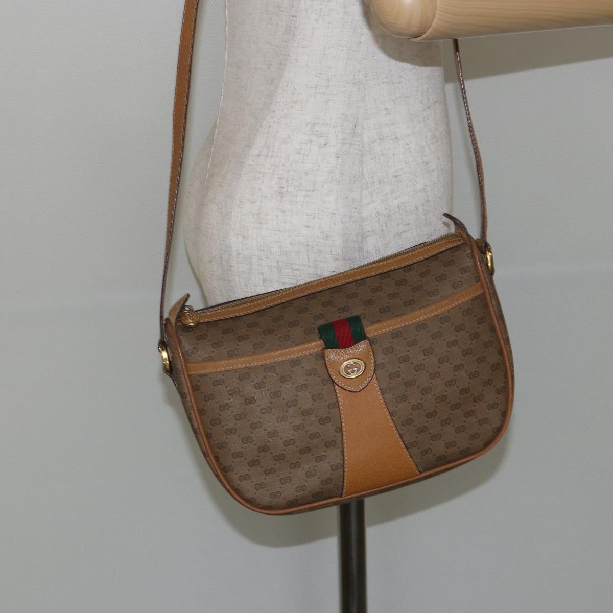 GUCCI Micro GG Supreme Web Sherry Line Bag PVC Beige Gold 89 02 032 Auth 146259