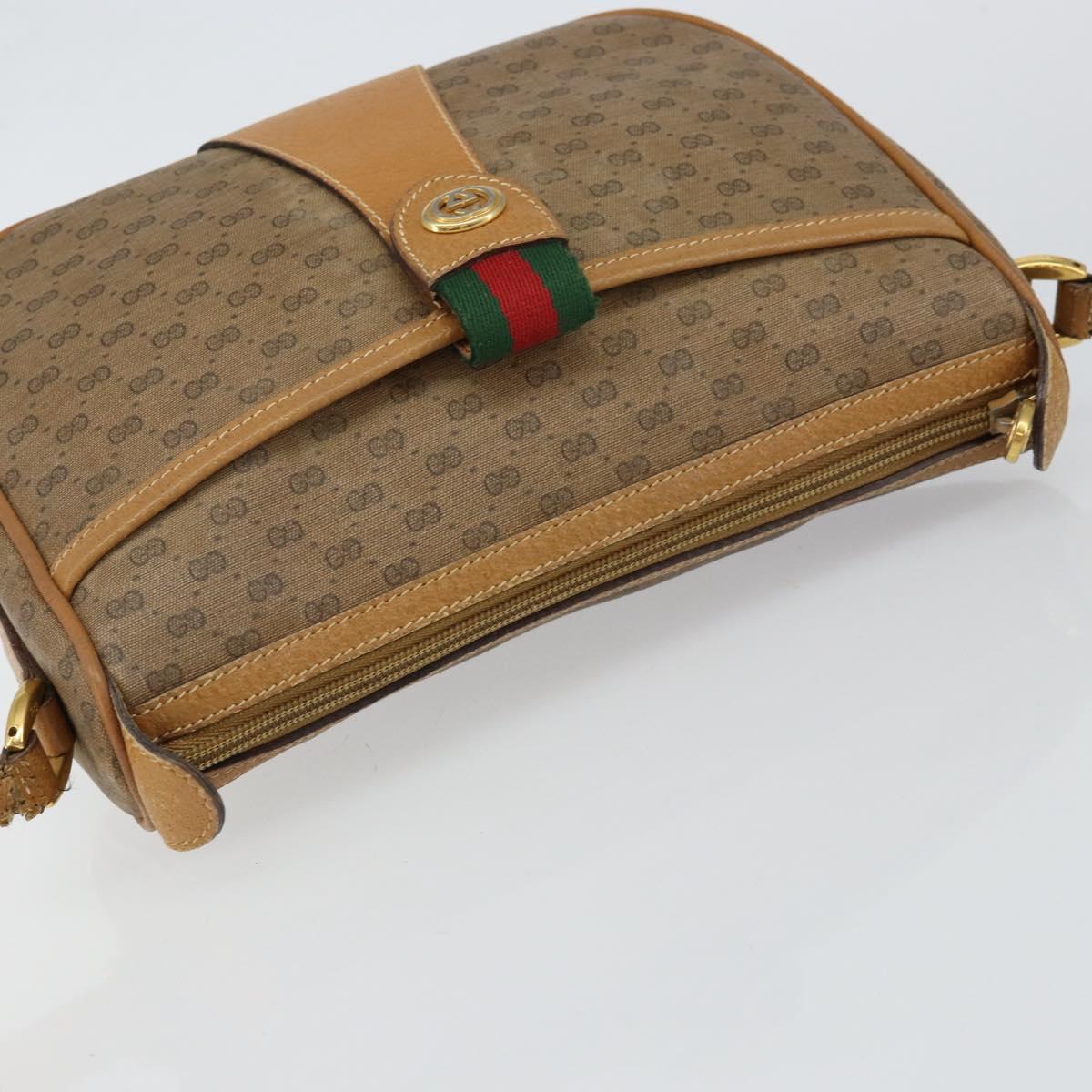 GUCCI Micro GG Supreme Web Sherry Line Bag PVC Beige Gold 89 02 032 Auth 146259