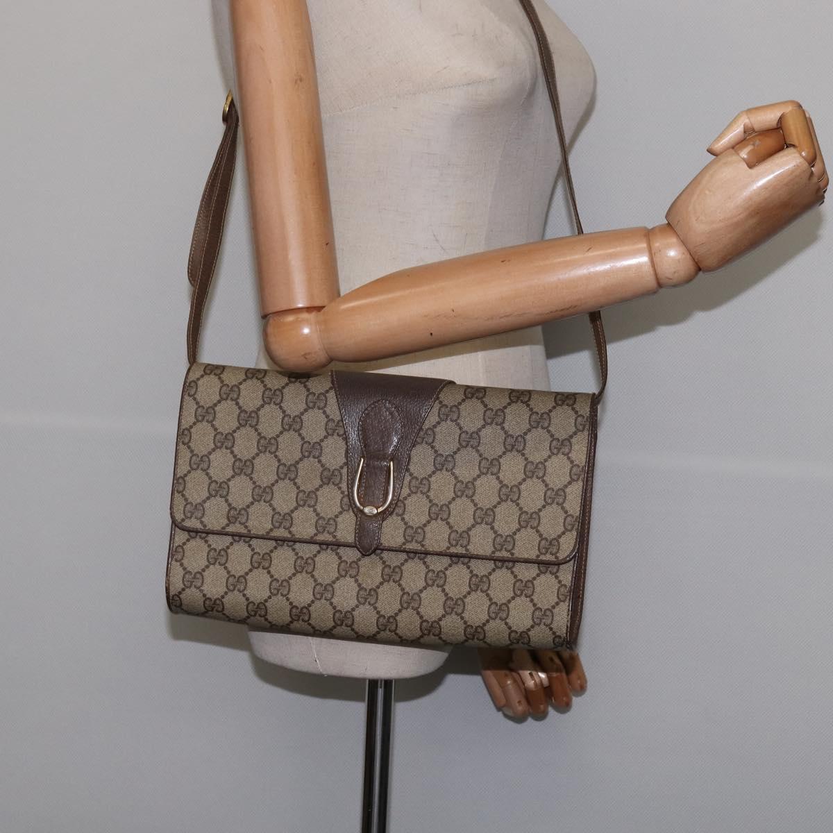GUCCI GG Supreme Shoulder Bag PVC Beige Gold 94 02 050 Auth 146260