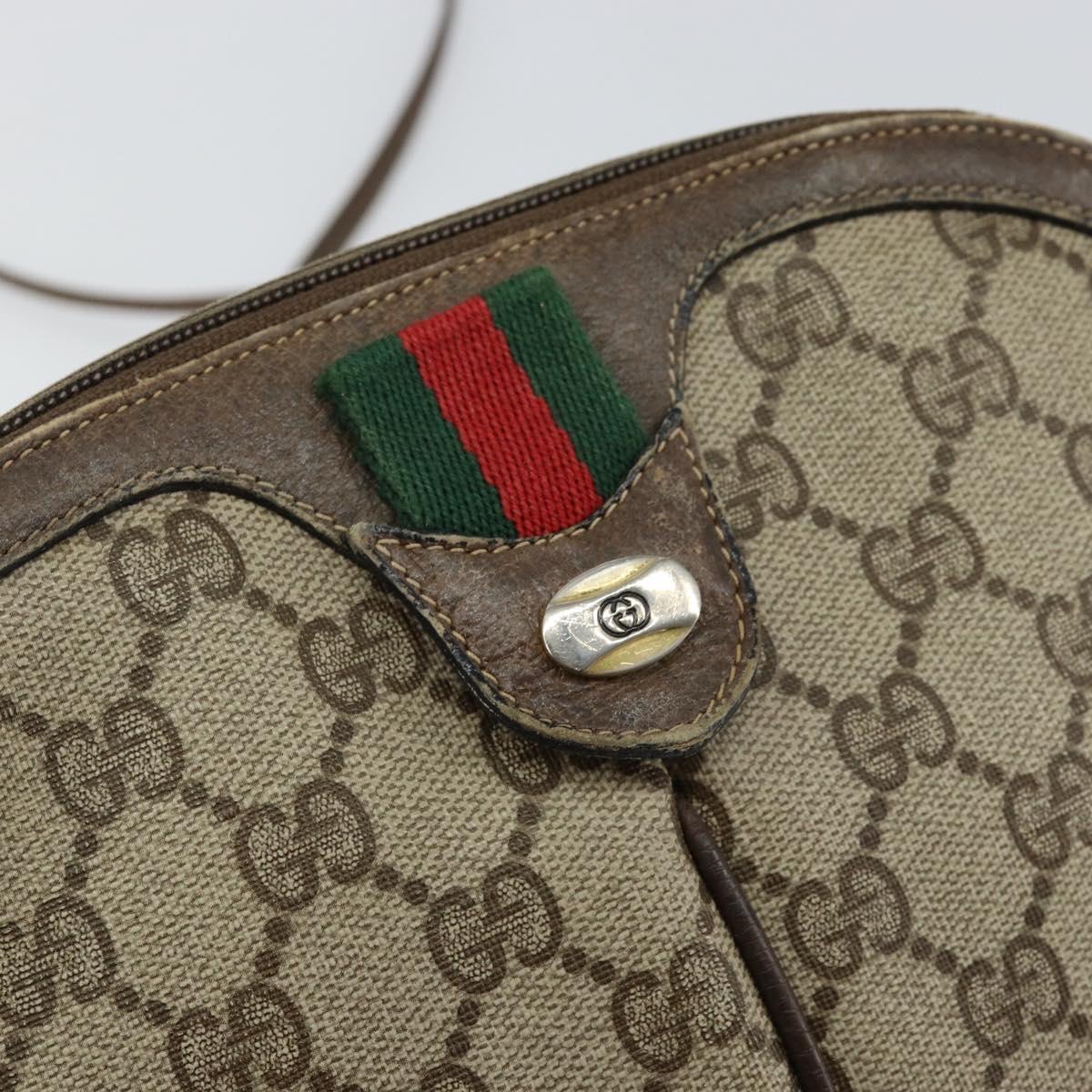 GUCCI GG Supreme Web Sherry Line Bag PVC Beige Gold 904 02 047 Auth 146261