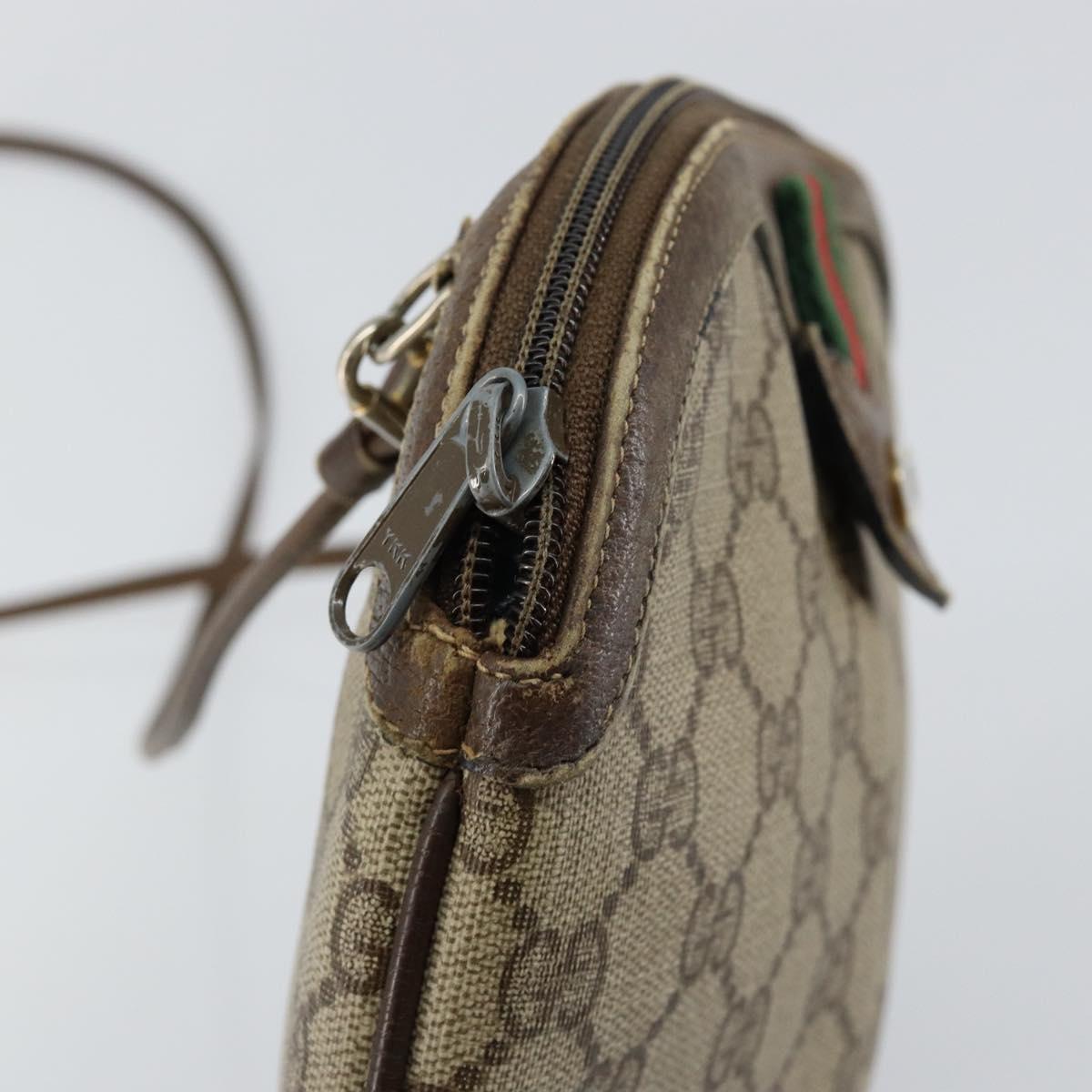 GUCCI GG Supreme Web Sherry Line Bag PVC Beige Gold 904 02 047 Auth 146261