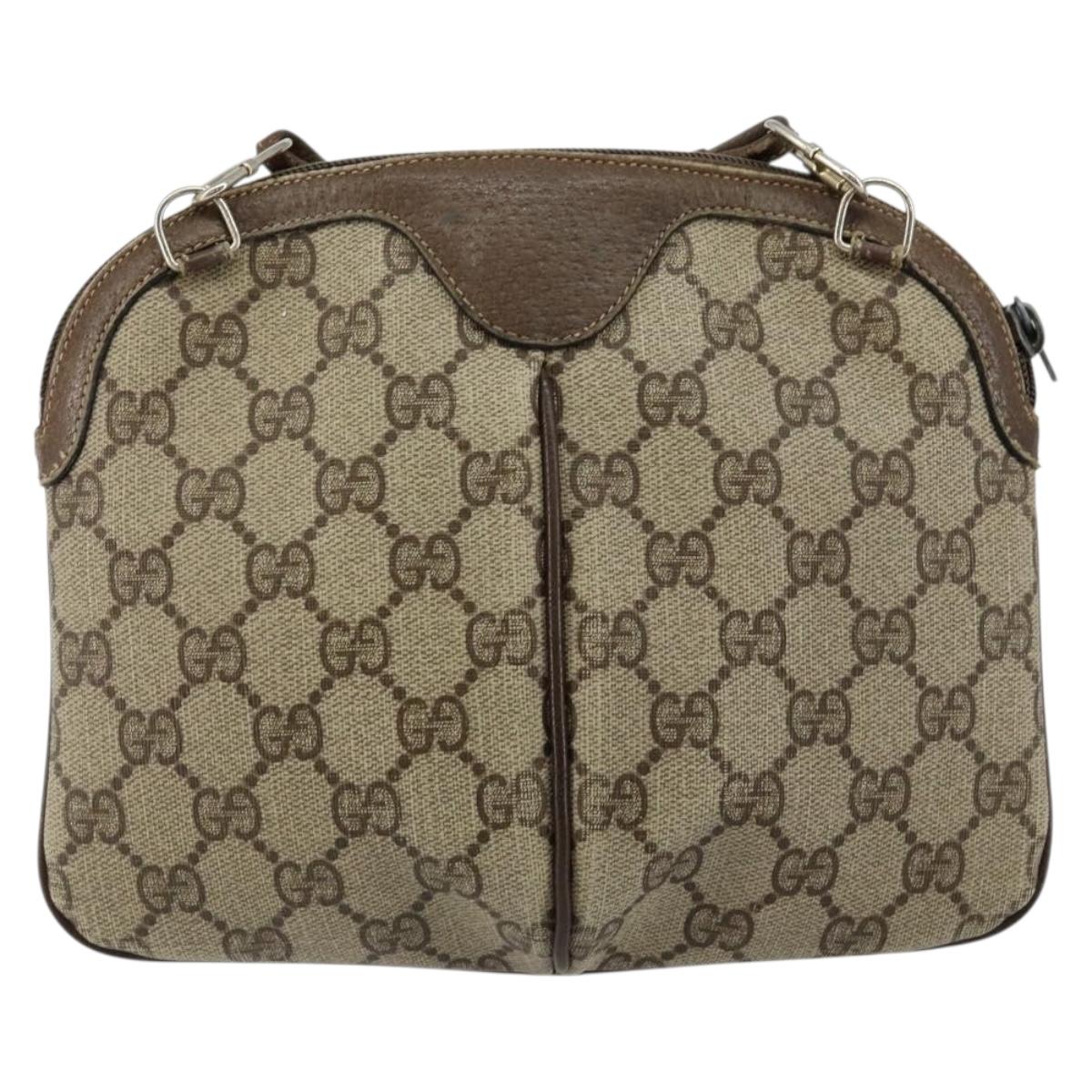 GUCCI GG Supreme Web Sherry Line Bag PVC Beige Gold 904 02 047 Auth 146261