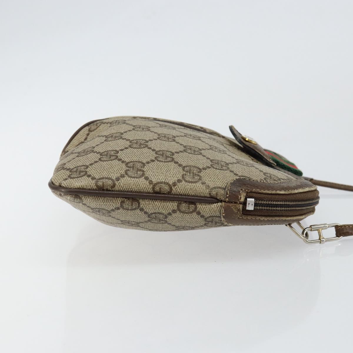 GUCCI GG Supreme Web Sherry Line Bag PVC Beige Gold 904 02 047 Auth 146261