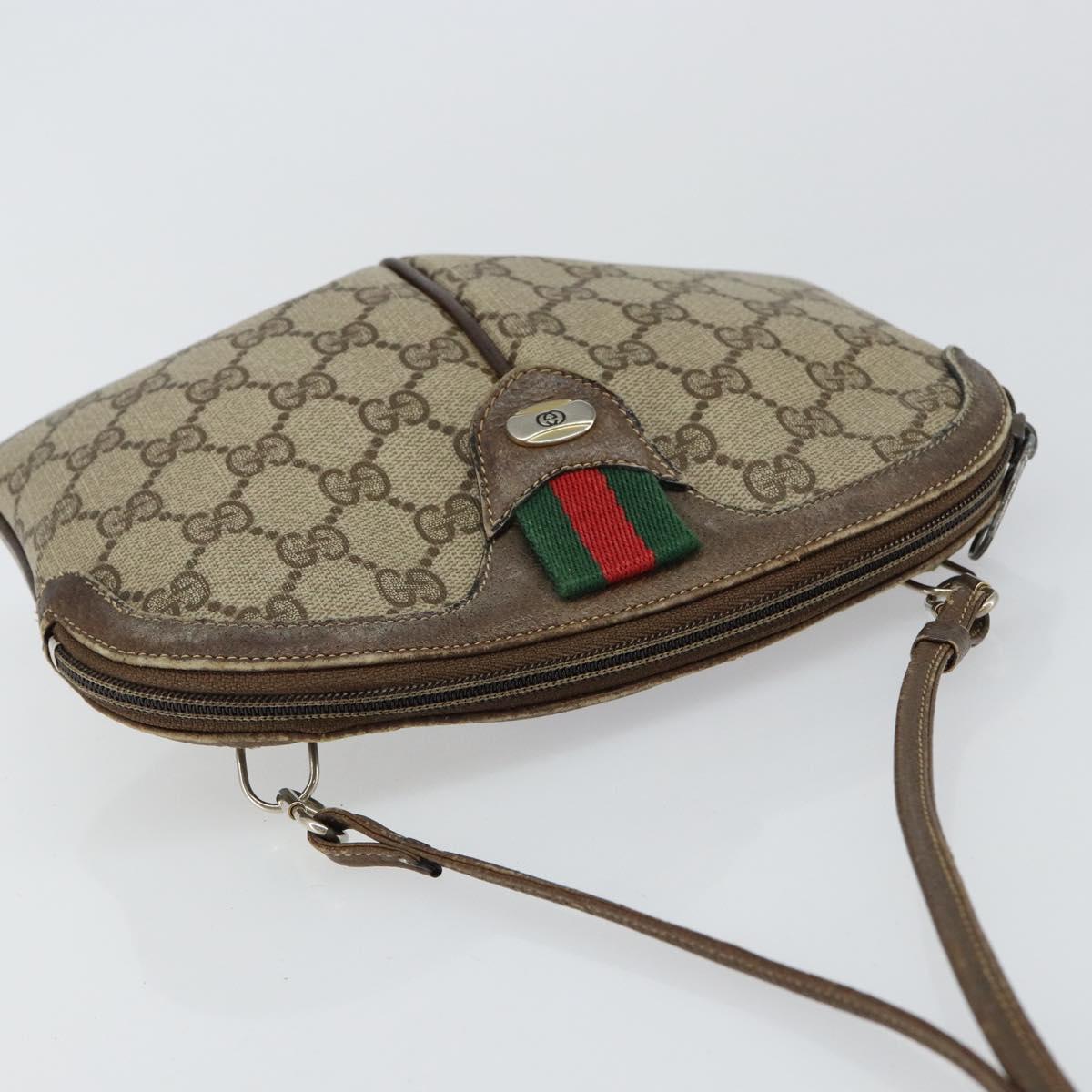GUCCI GG Supreme Web Sherry Line Bag PVC Beige Gold 904 02 047 Auth 146261