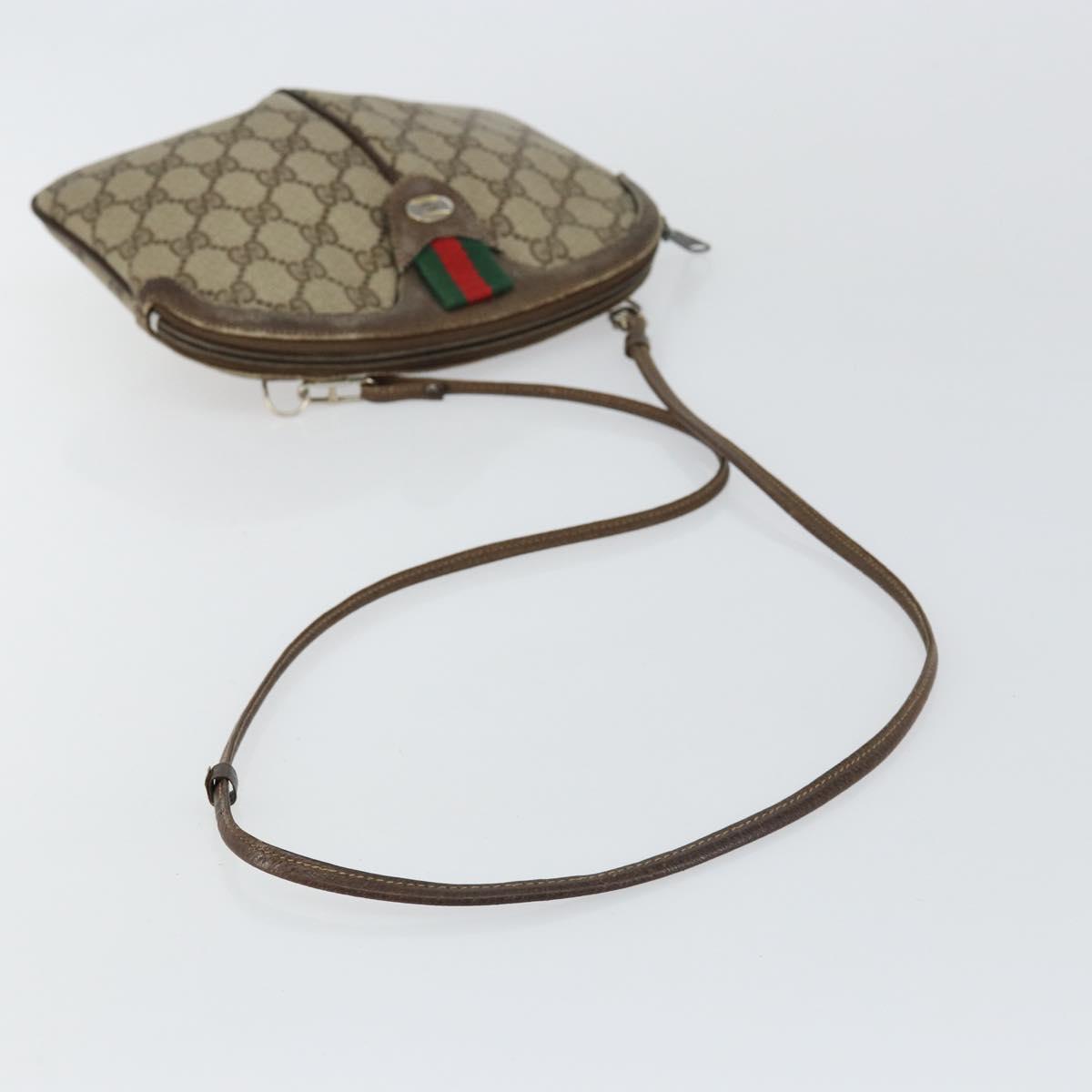 GUCCI GG Supreme Web Sherry Line Bag PVC Beige Gold 904 02 047 Auth 146261